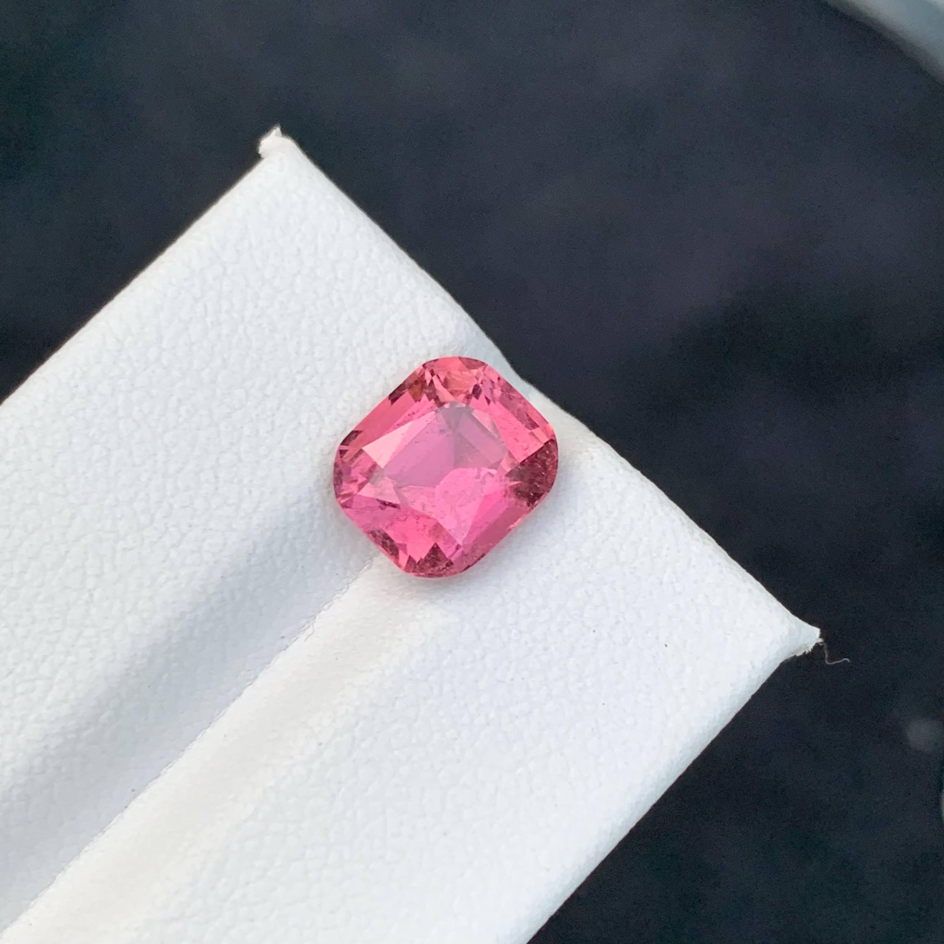 Modern 3.40 Carat Natural Loose Hot Pink Tourmaline Stone Cushion Cut Afghan Gemstone For Sale