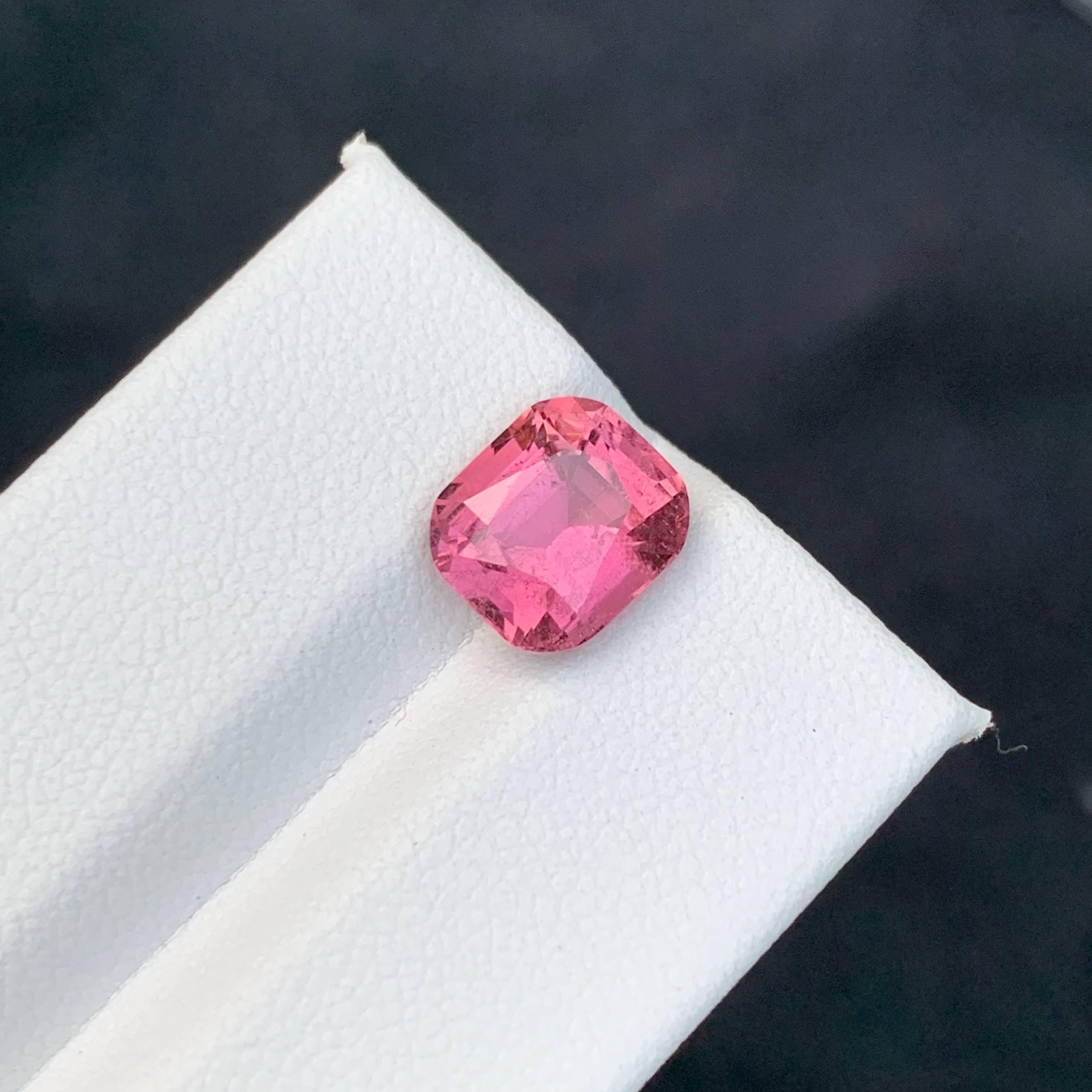 3.40 Carat Natural Loose Hot Pink Tourmaline Stone Cushion Cut Afghan Gemstone In New Condition For Sale In Bangkok, TH