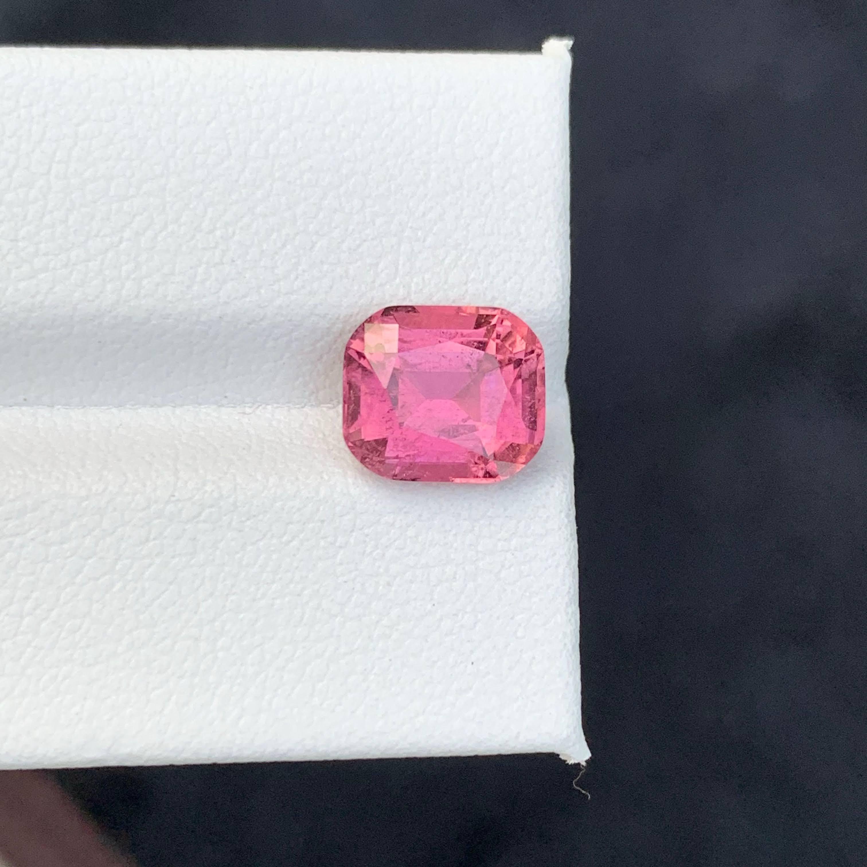 3.40 Carat Natural Loose Hot Pink Tourmaline Stone Cushion Cut Afghan Gemstone For Sale 1