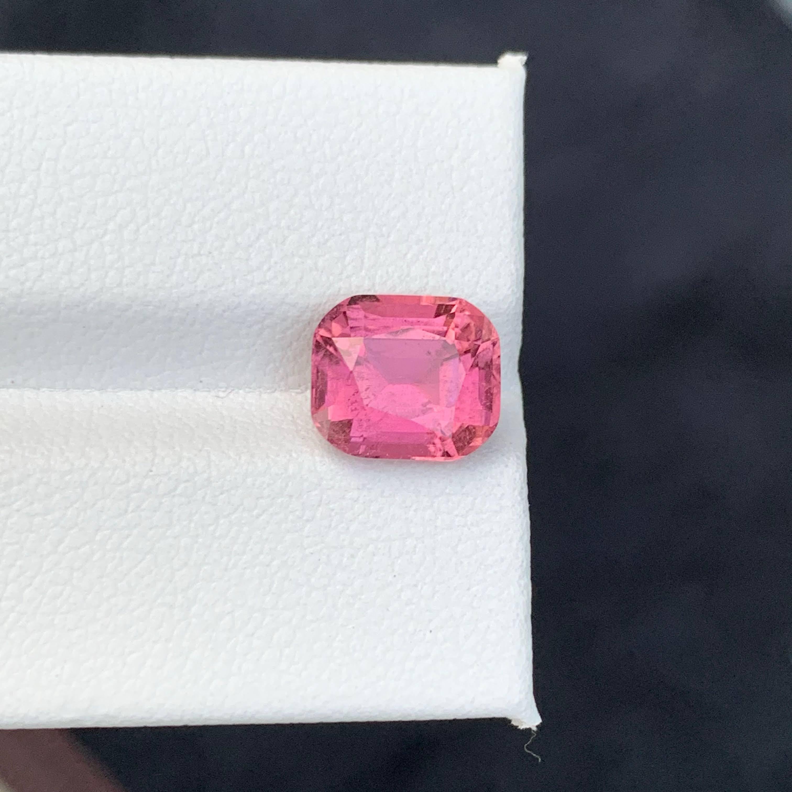 3.40 Carat Natural Loose Hot Pink Tourmaline Stone Cushion Cut Afghan Gemstone For Sale 2