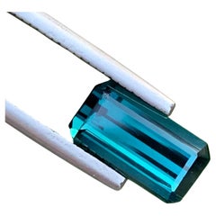 3.40 Carat Natural Loose Indicolite Tourmaline Emerald Shape Gem For Necklace