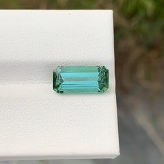 3.40 Carat Natural Loose Mint Green Tourmaline Emerald Shape Gem For Necklace