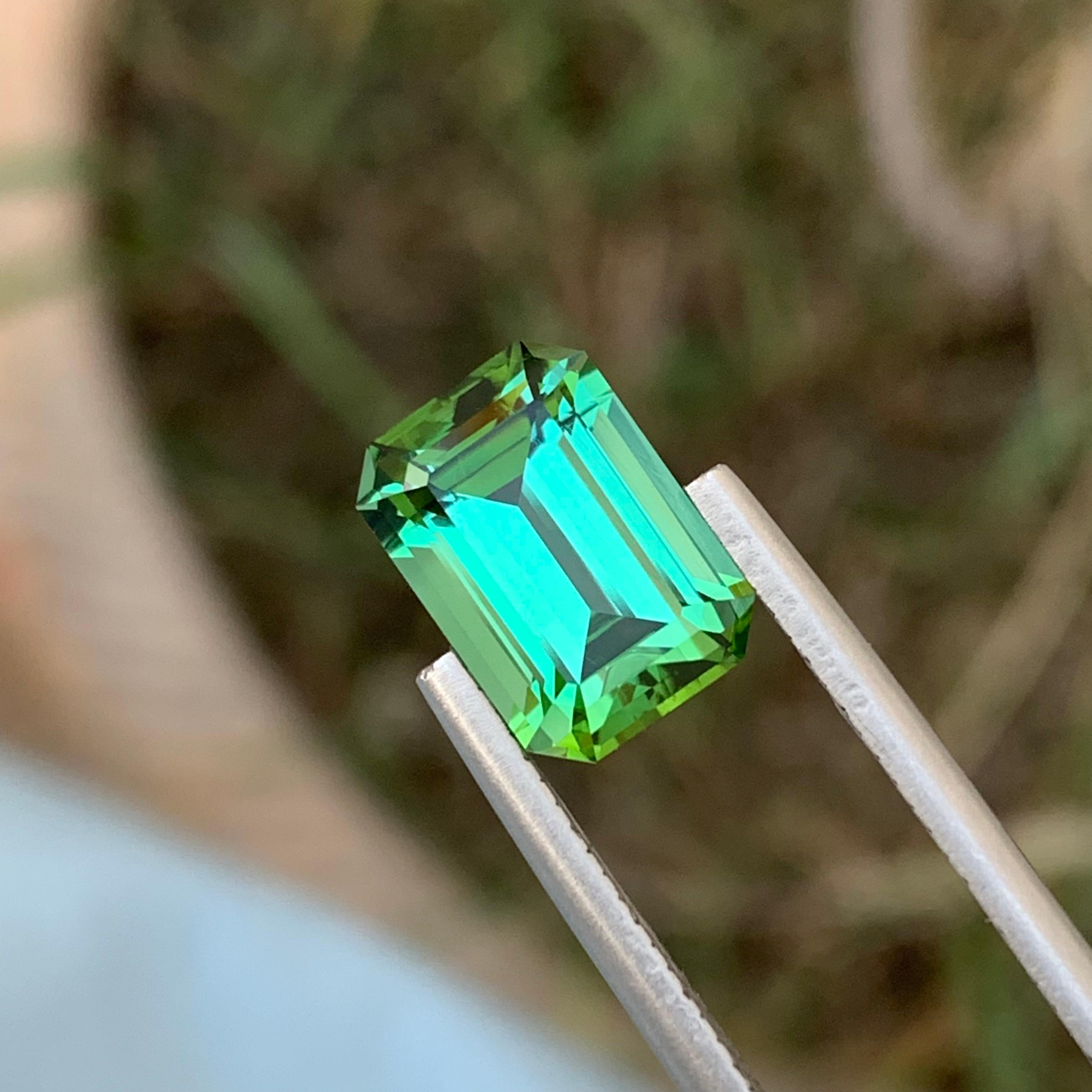 3.40 Carat Natural Loose Blueish Green Tourmaline Emerald Shape Gem Earth Mine For Sale 7