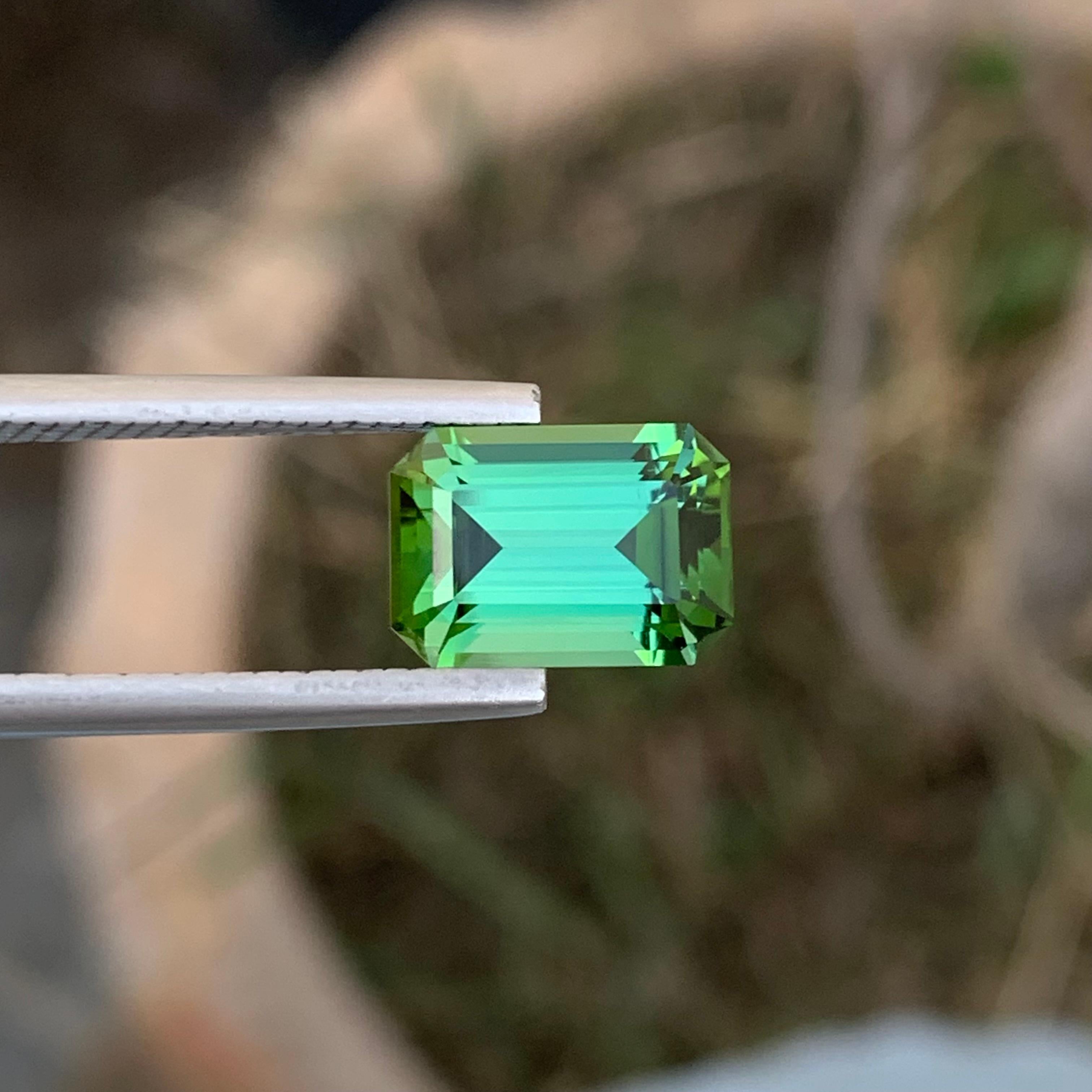 3.40 Carat Natural Loose Blueish Green Tourmaline Emerald Shape Gem Earth Mine For Sale 2