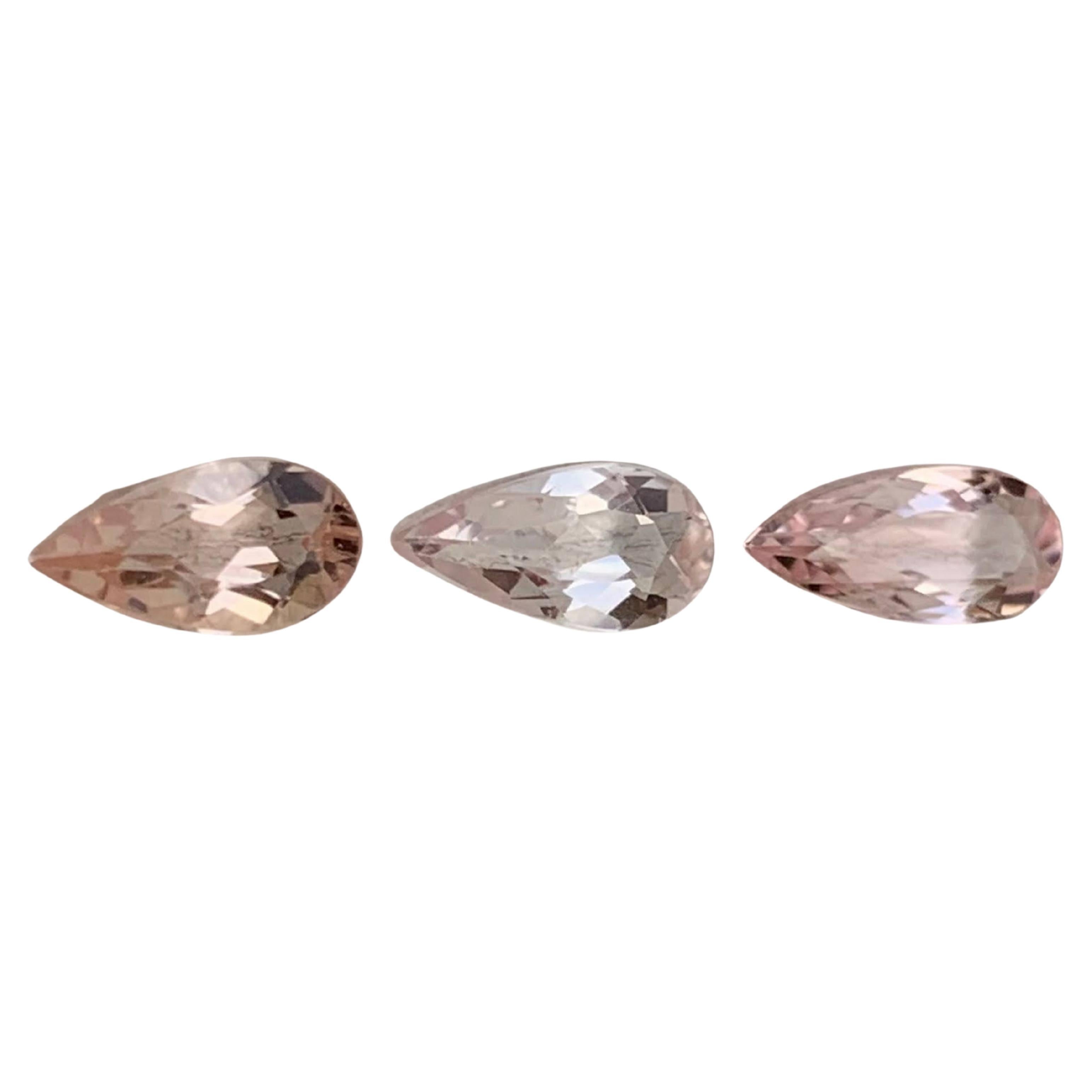 3,40 Karat Natürlicher loser Morganit Set Birnenschliff Afrikanischer Edelstein im Angebot