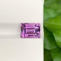 3.40 Carat Natural Loose Purple Amethyst Stone Baguette Cut Brazilian Gemstone