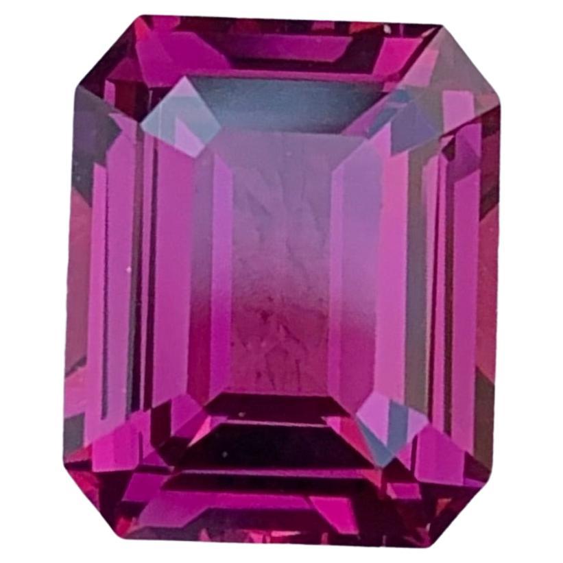3.40 Carat Natural Loose Rhodolite Garnet Emerald Shape Gemstone