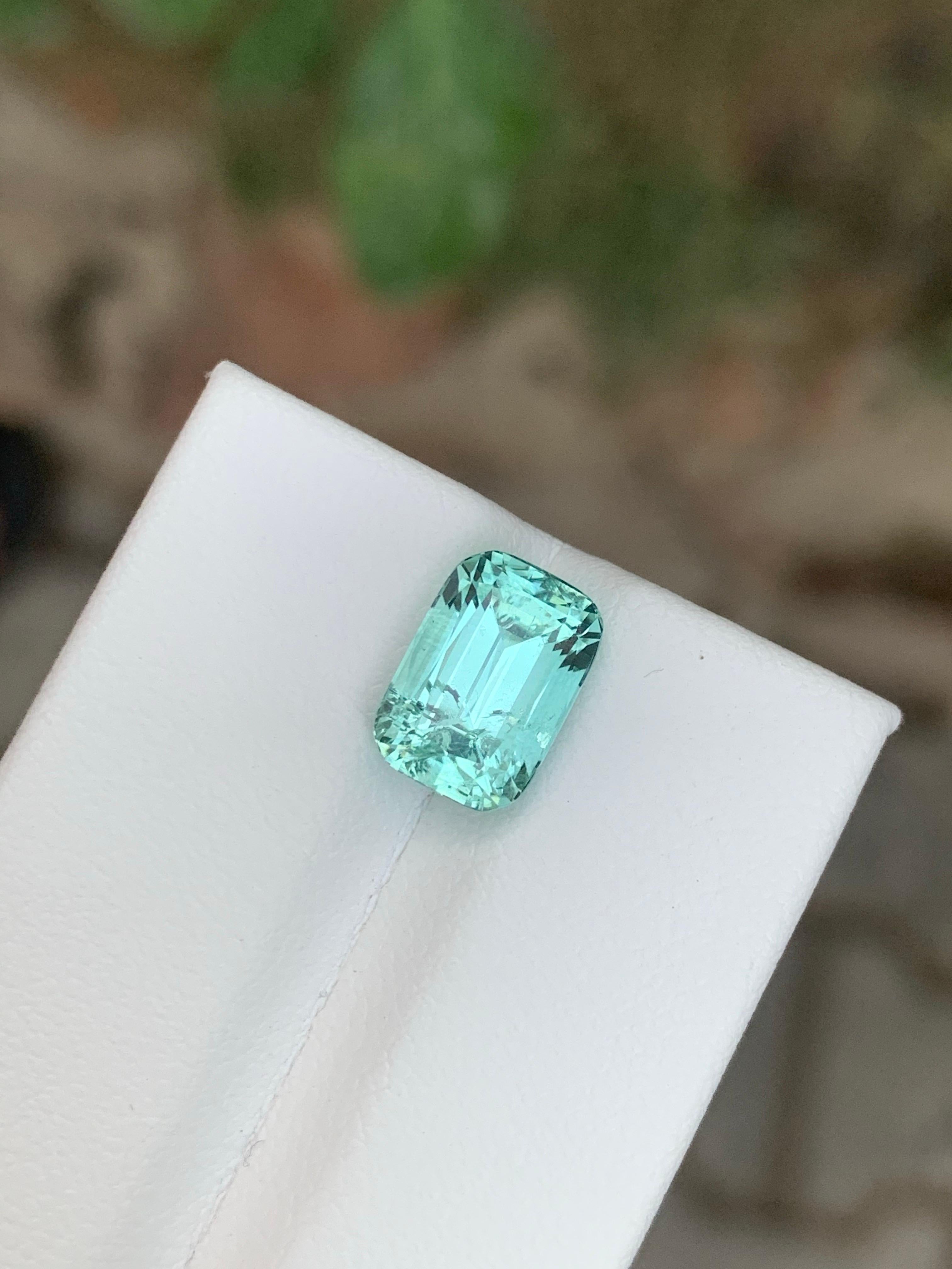 3.40 Carat Natural Loose Seafoam Tourmaline Cushion Cut Gemstone Neuf - En vente à Peshawar, PK