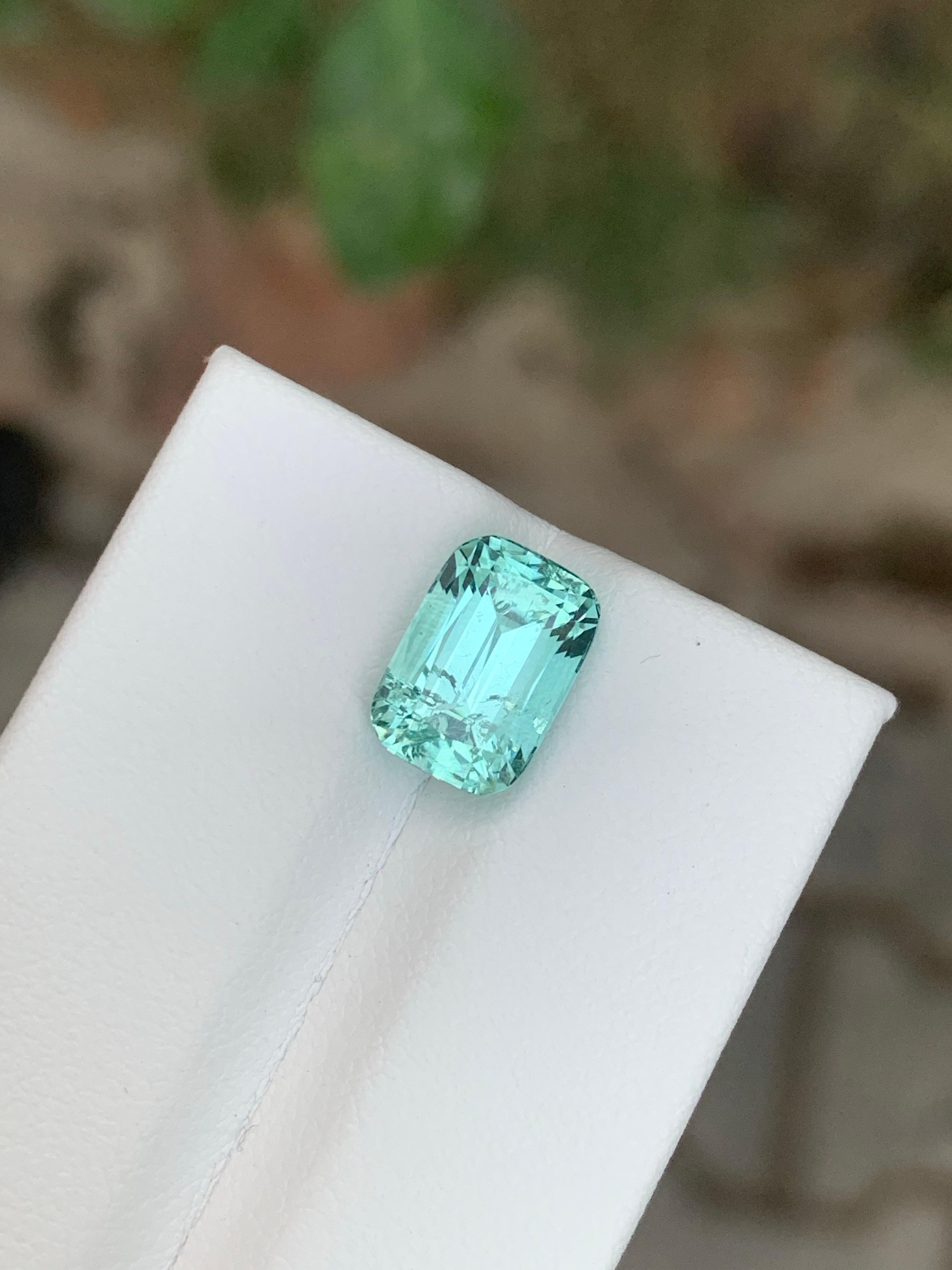 3.40 Carat Natural Loose Seafoam Tourmaline Cushion Cut Gemstone Unisexe en vente