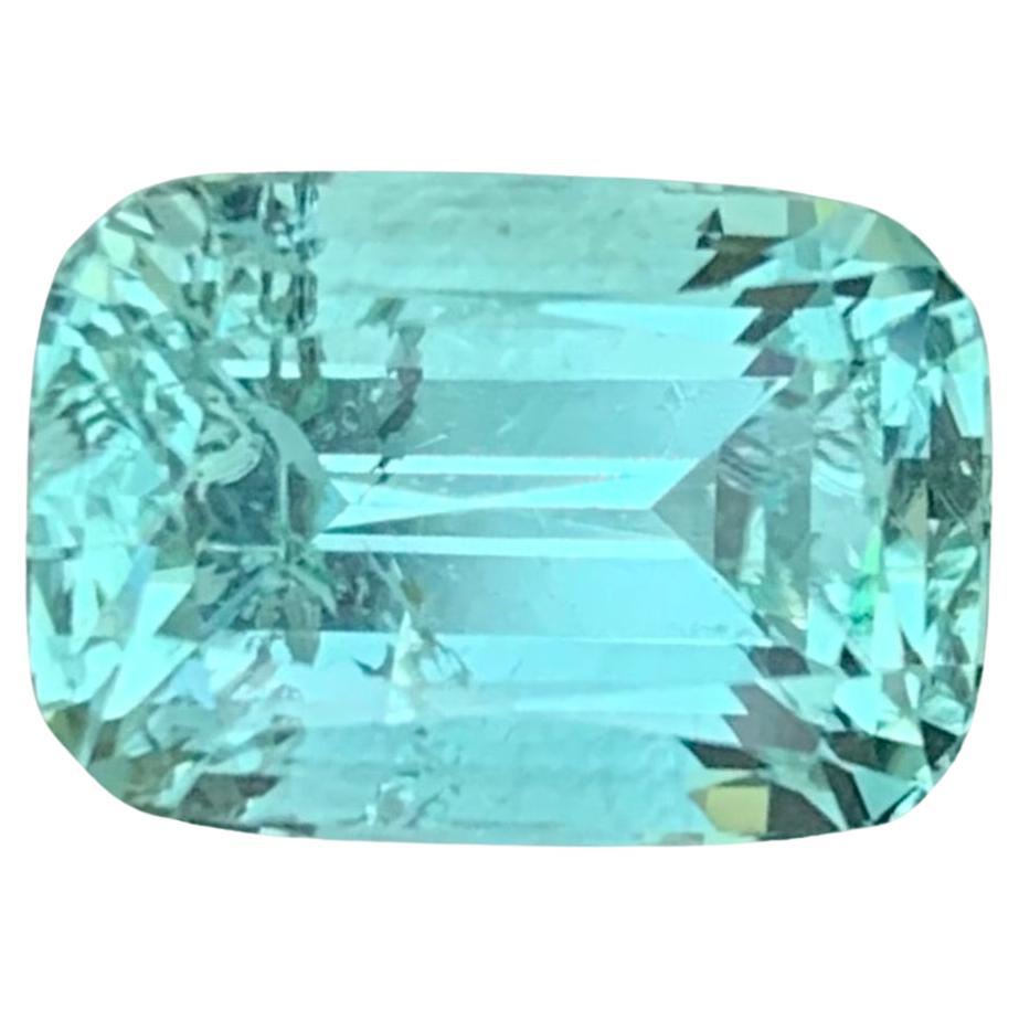 3.40 Carat Natural Loose Seafoam Tourmaline Cushion Cut Gemstone en vente