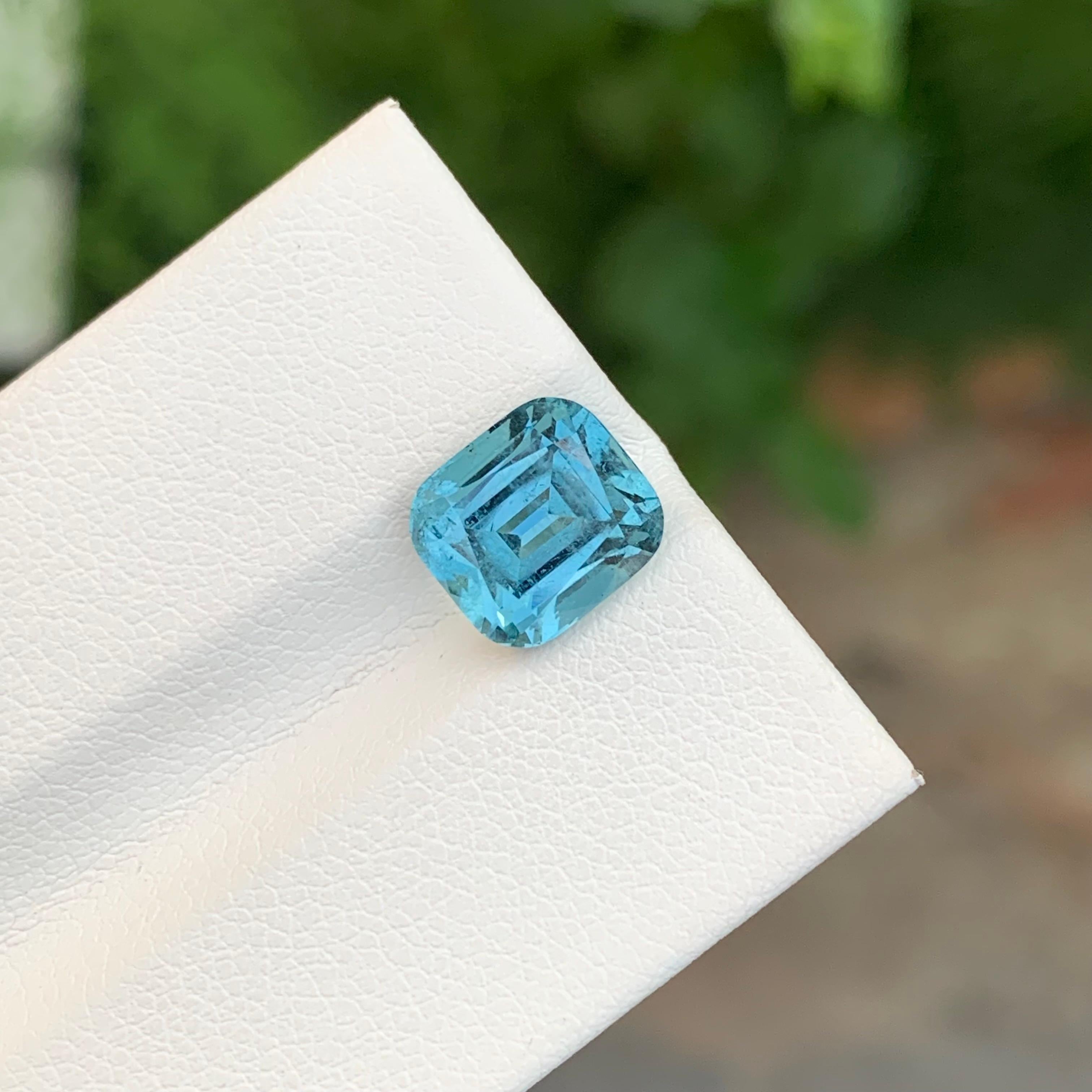 3.40 Carat Natural Loose Seafoam Tourmaline Cushion Shape Gem From Afghanistan en vente 1