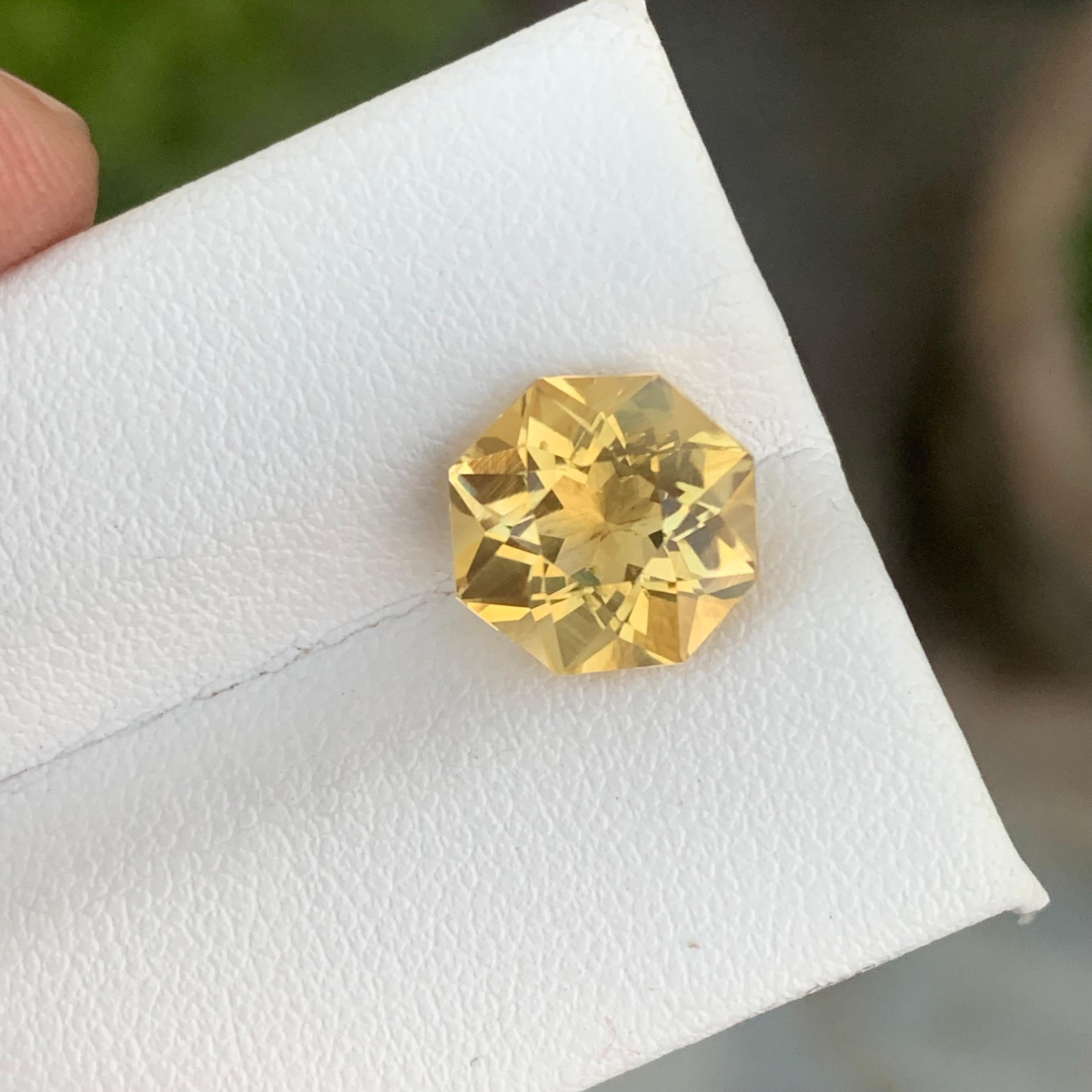Arts and Crafts 3.40 Carat Natural Loose Yellow Citrine Octagon Shape from Brazil For Sale