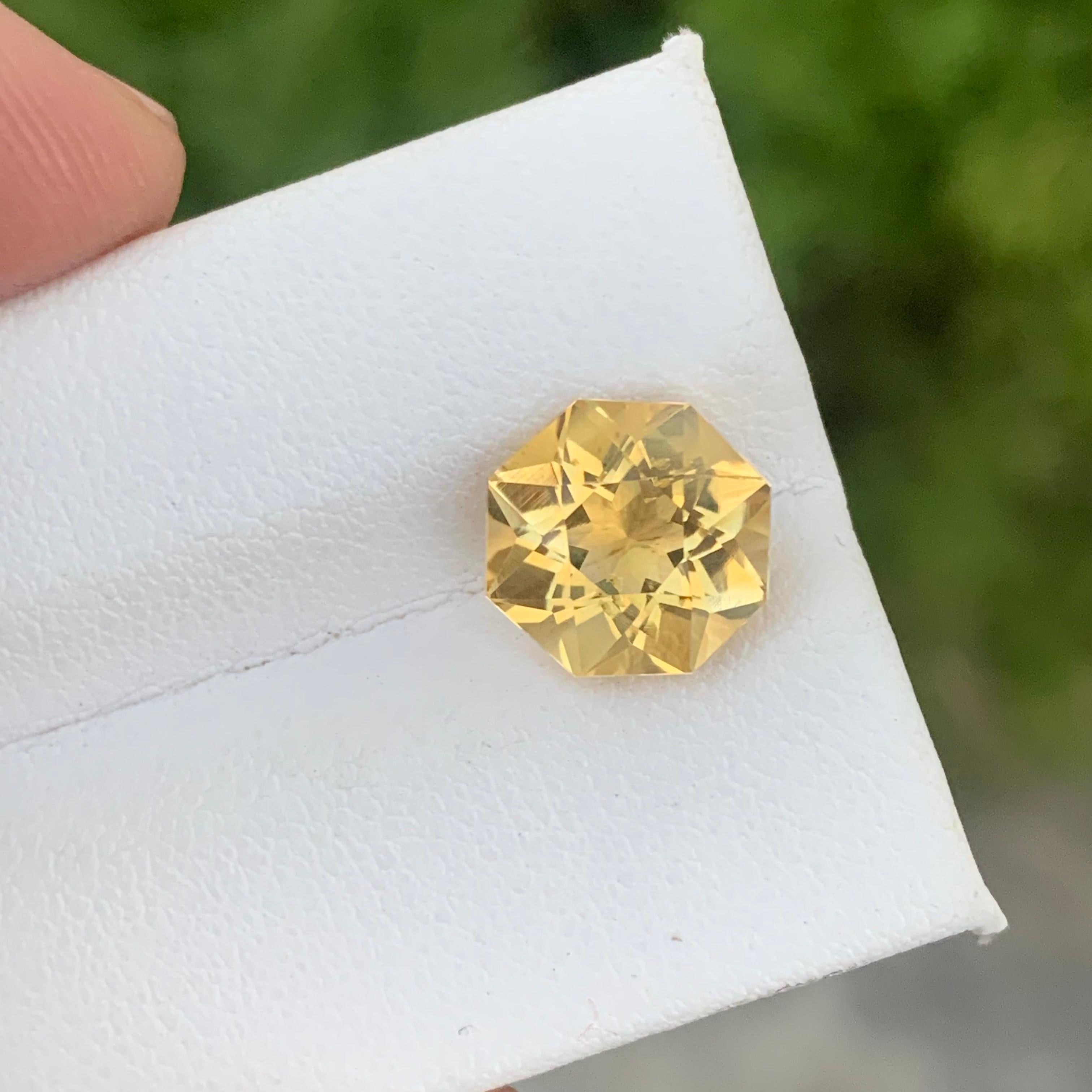 Octagon Cut 3.40 Carat Natural Loose Yellow Citrine Octagon Shape from Brazil For Sale