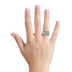 3.40 Carat Platinum Diamond Art Deco Three-Stone Ring