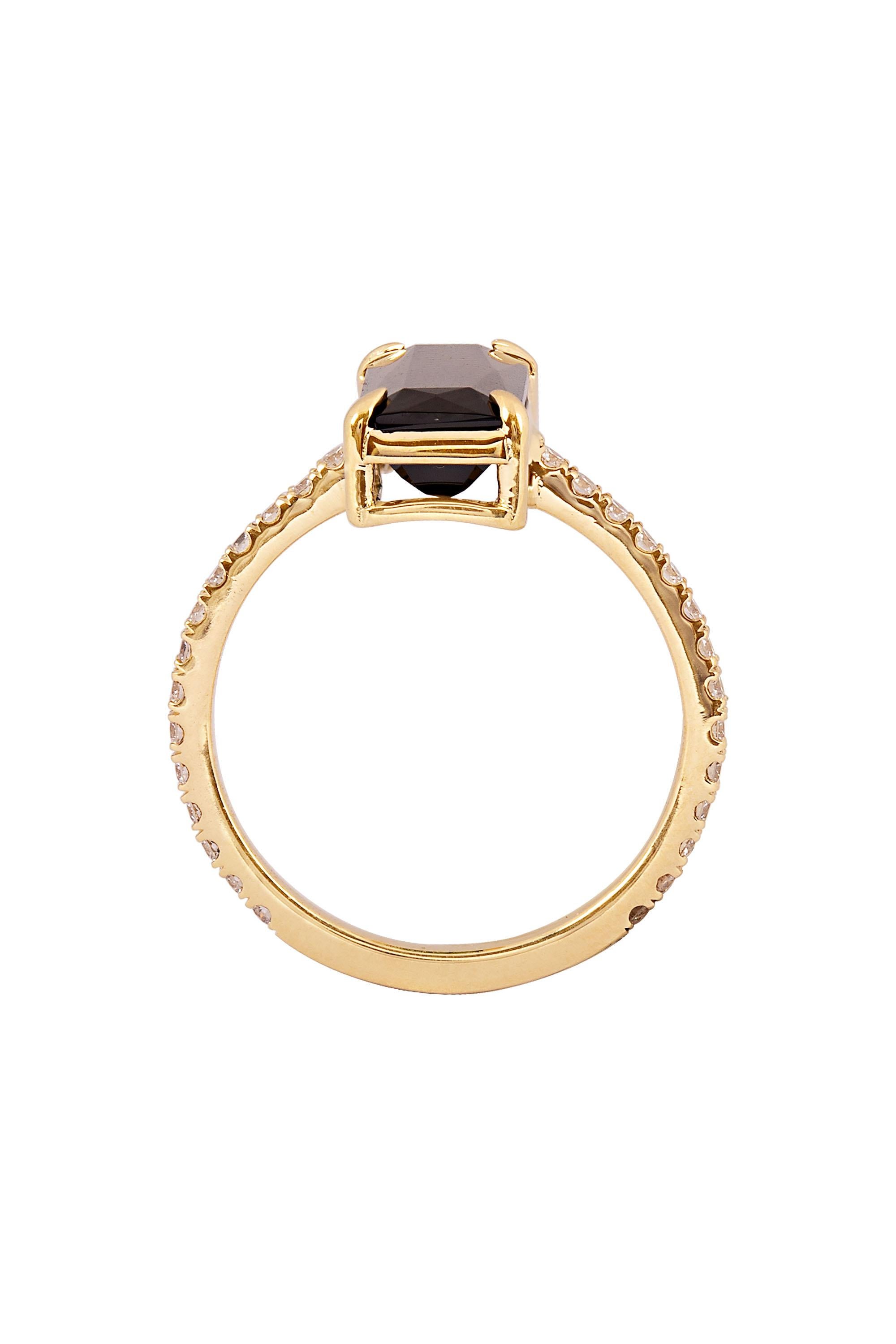 Moderno Gems Are Forever Anello con tormalina verde e diamante a rettangolo da 3,40 carati in vendita