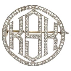 3.40 Carat Round Brilliant G SI1 Diamond 18 Karat White Gold Pin Brooch
