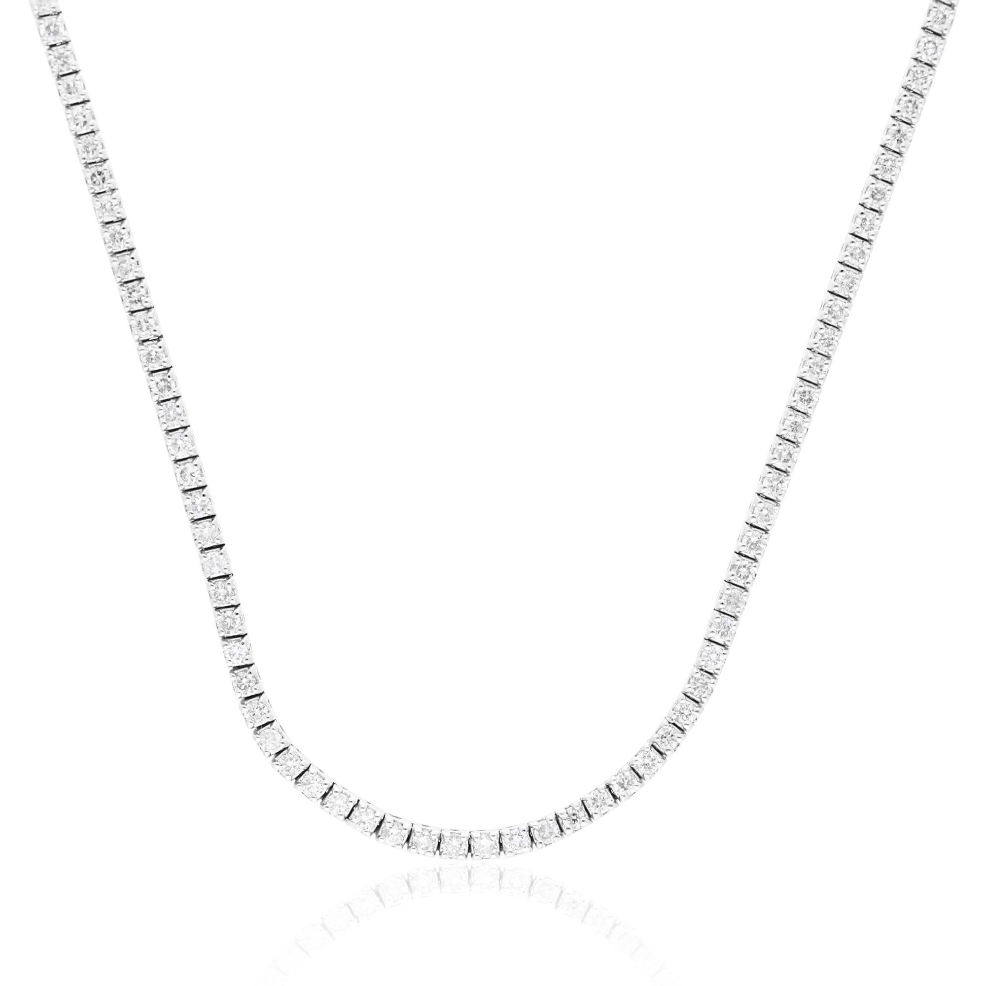 Elevate your jewelry collection with the exquisite Natural 3.40 Carat SI Clarity HI Color Diamond Tennis Necklace in 10k White Gold. This stunning piece of fine jewelry showcases the timeless beauty of diamonds in a classic and sophisticated