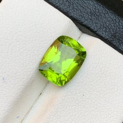 3.40 Carat Vivid Green Natural Peridot Cushion Cut Loose Gemstone from Pakistan