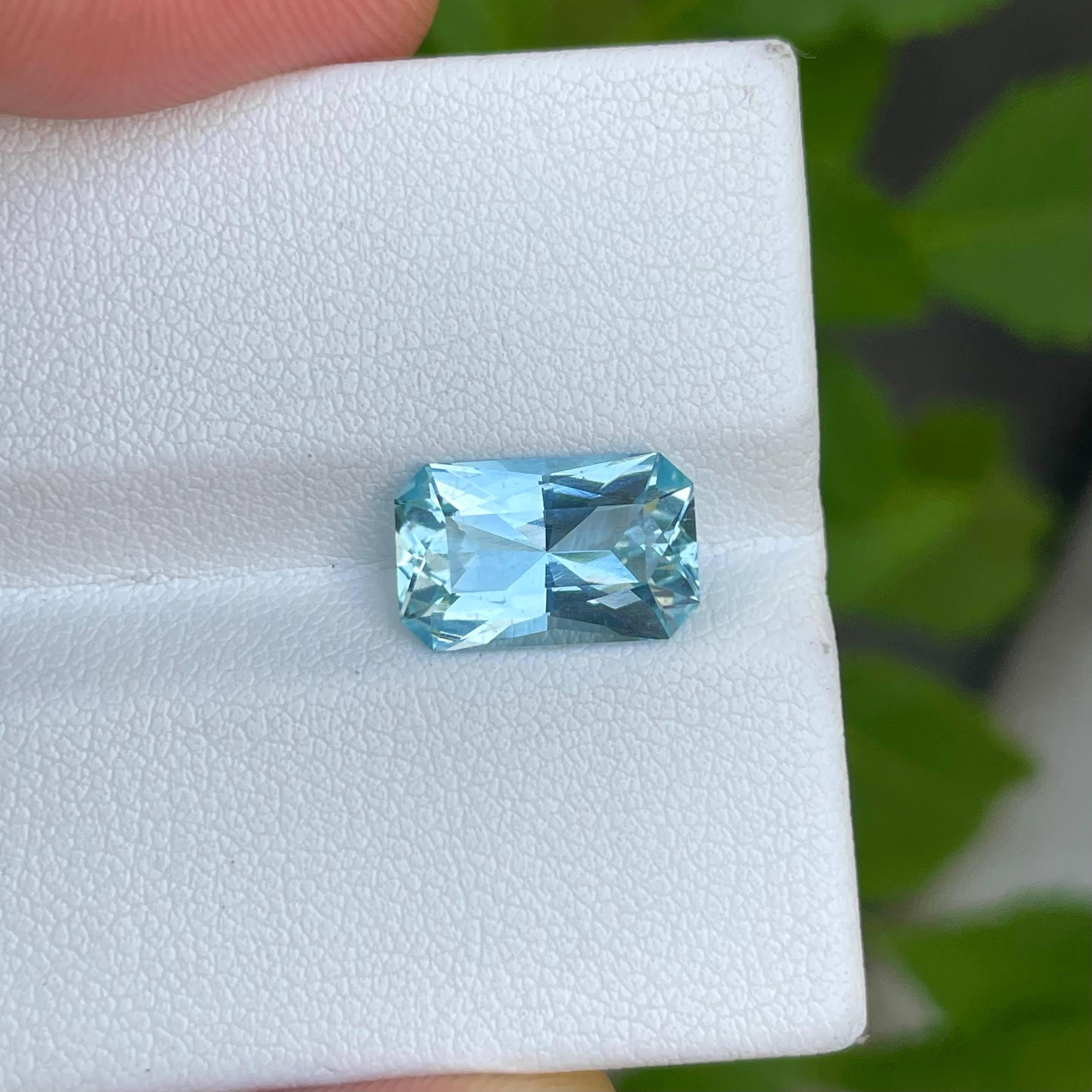 Weight 3.40 carats 
Dimensions 12.2x7.7x5.5 mm
Treatment none 
Origin Nigeria 
Clarity VVS
Shape octagon 
Cut custom precision 




This exquisite gemstone boasts a captivating 3.40 carat Aquamarine of unparalleled quality, sourced from the rich