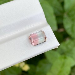 3.40 carats Bi Color Tourmaline Stone Emerald Cut Afghan Gemstone