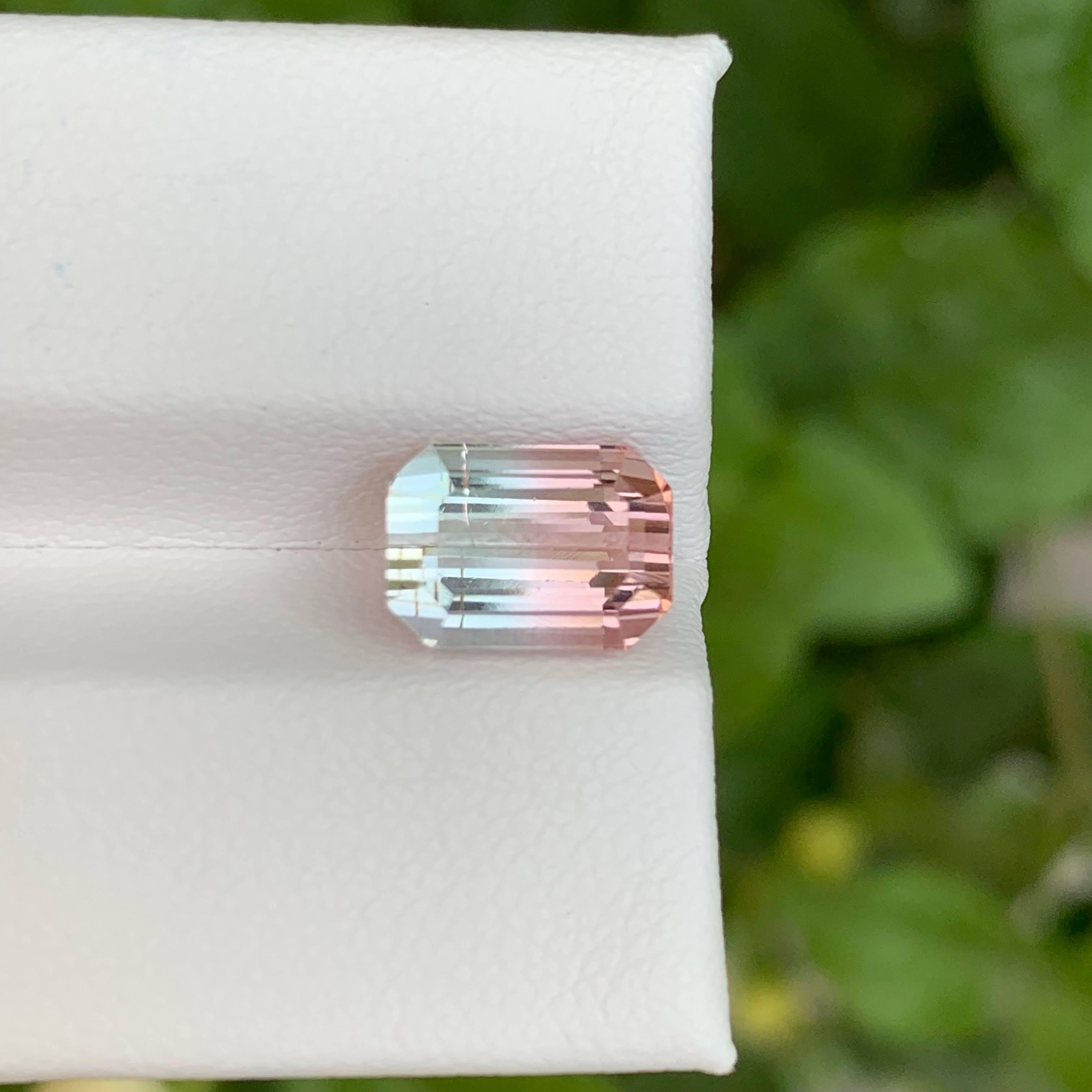 3.40 carats Bi Color Tourmaline Stone Emerald Cut Afghan Gemstone For Sale 1