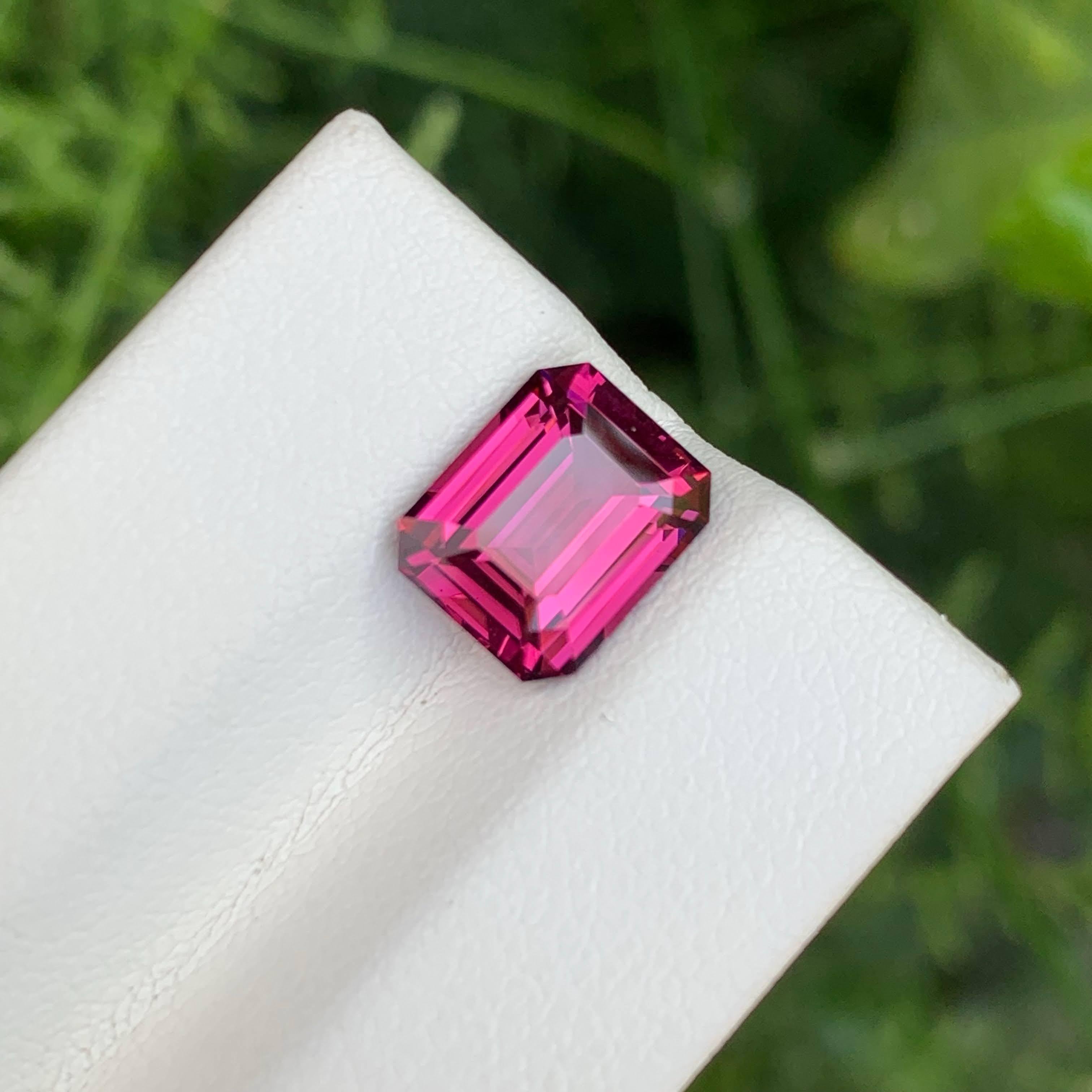 3.40 carats Hot Pink Garnet Stone Emerald Cut Natural Nigerian Gemstone For Sale 1