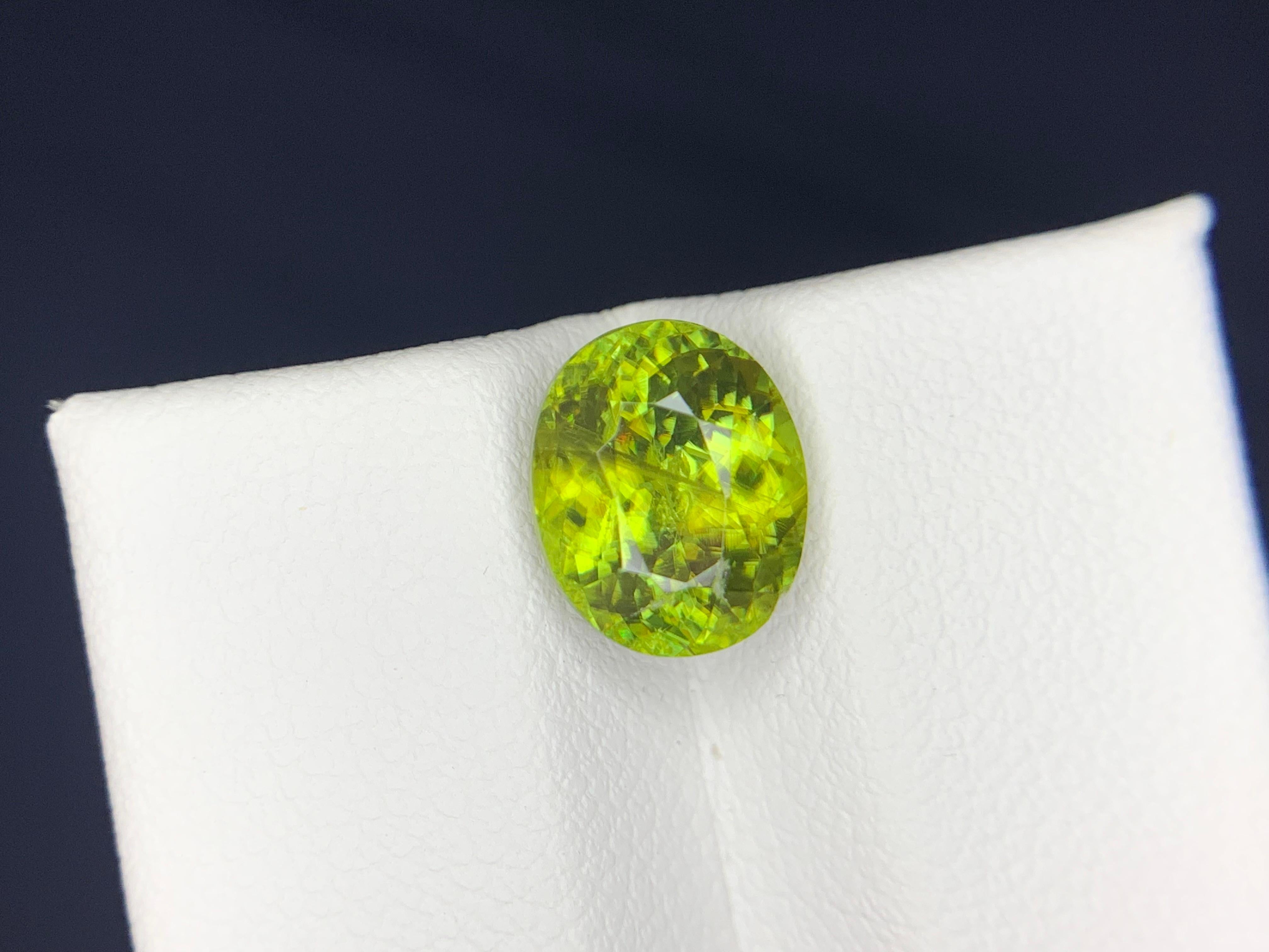 Loose Titanite

Weight: 3.40 carats
Dimension: 9.7 x 7.9 x 5.9 Mm
Origin: Warsak, Pakistan 
Shape: Oval
Treatment: None
Certificate: On Demand
.
1. The Rarity of Sphene:

Sphene is a rare gemstone, often overshadowed by more commonly known gems. Its