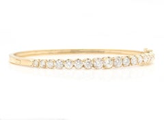 3.40 Carats Natural Diamond 14K Solid Yellow Gold Bangle Bracelet