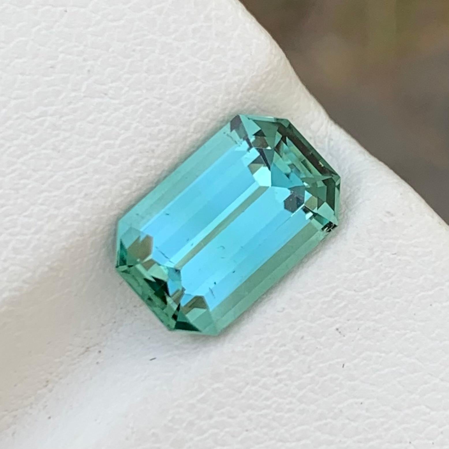 Loose Mint Tourmaline
Weight: 3.40 Carats
Dimension: 11.1 x 7.3 x 5.1 Mm
Colour: Mint Green
Shape: Emerald
Treatment: None
Certificate: On Demand

Mint green tourmaline, a variety of the mineral tourmaline, captivates with its refreshing and