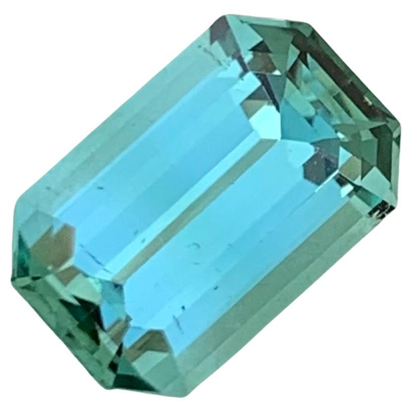 3.40 Carats Natural Loose Emerald Shape Mint Green Tourmaline Gem For Ring  For Sale