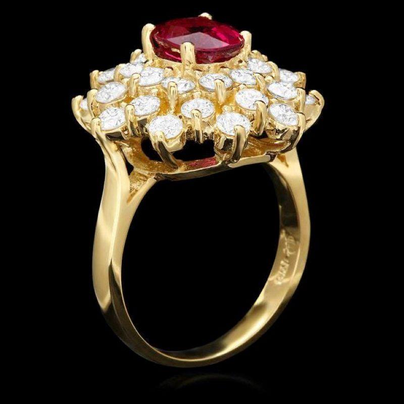 3.40 Carats Natural Tourmaline and Diamond 14K Solid Yellow Gold Ring

Total Natural Tourmaline Weight is: Approx. 1.40 Carats 

Tourmaline Measures: Approx. 8.00 x 6.00mm

Natural Round Diamonds Weight: Approx. 2.00 Carats (color G-H / Clarity
