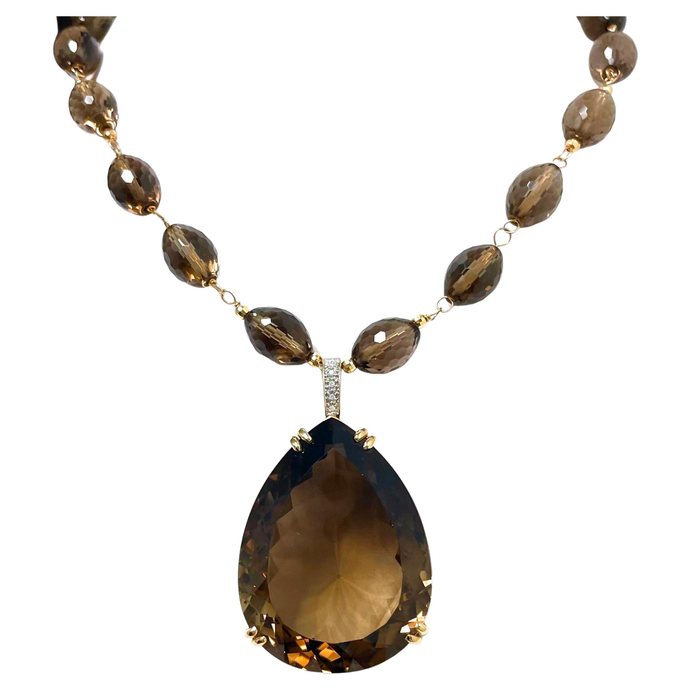 340 Carats Smoky Quartz Pendant Necklace For Sale