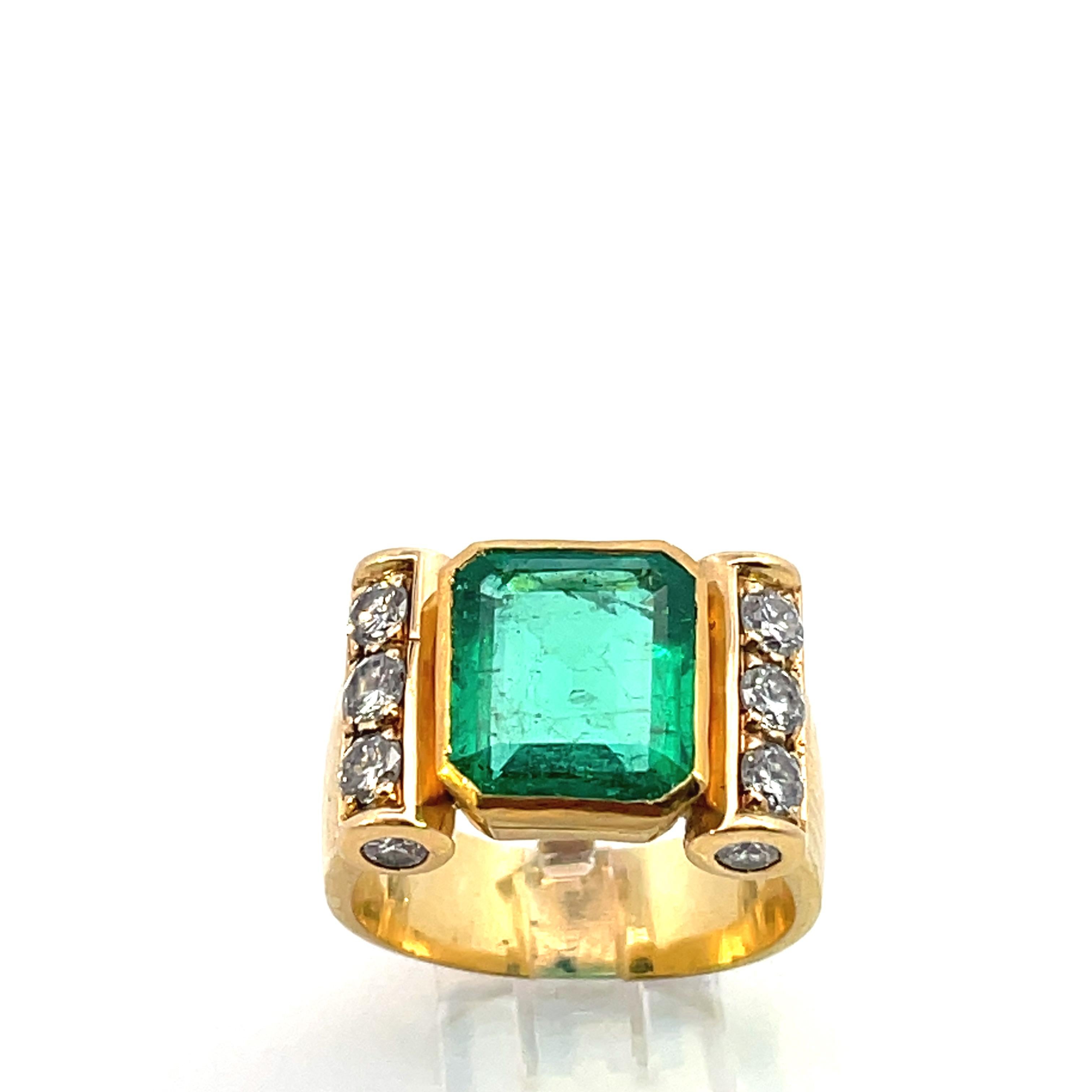 3.40 ct Colombian Emerald Minor Oil Type GRS certificate Gold diamond ring 4
