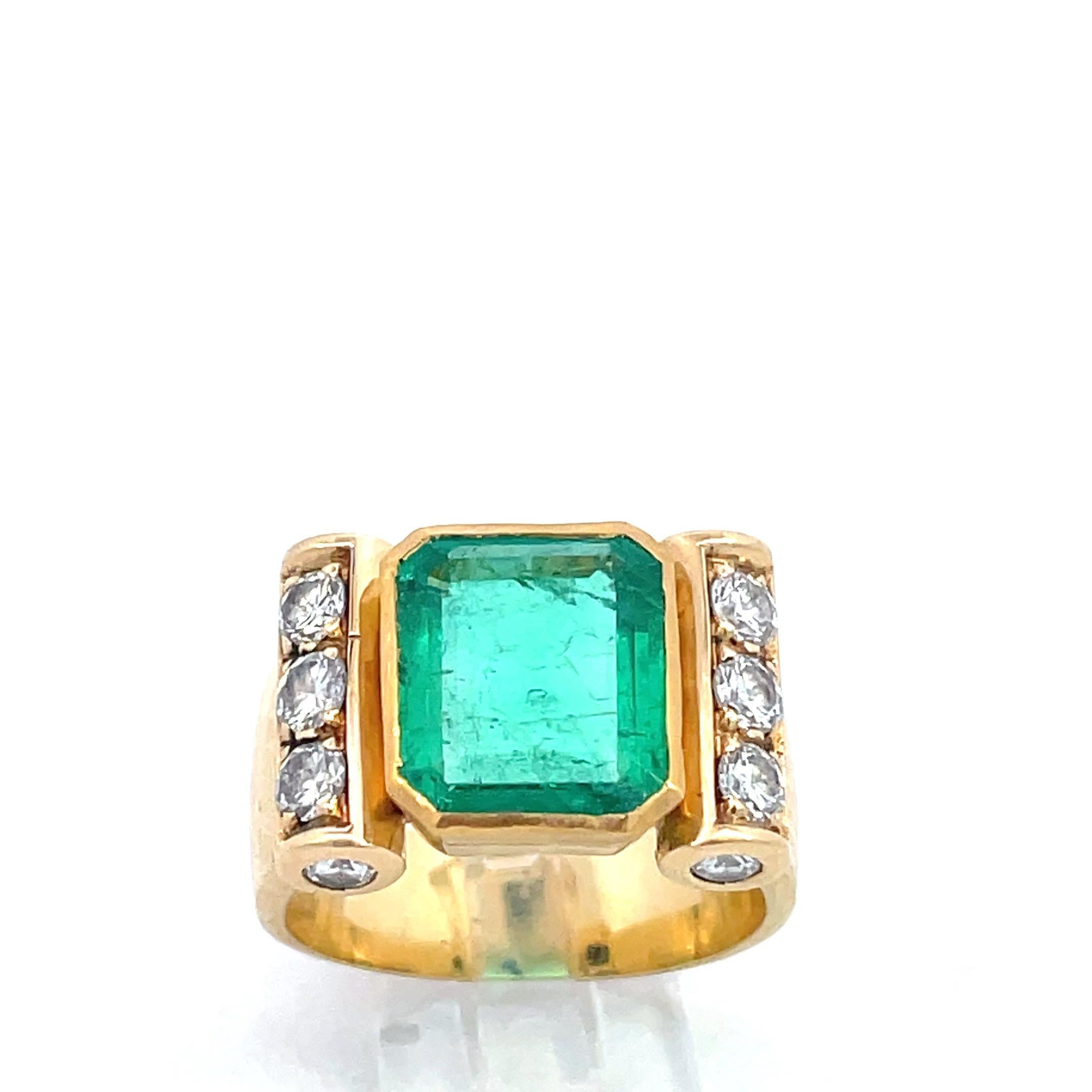 3.40 ct Colombian Emerald Minor Oil Type GRS certificate Gold diamond ring 1