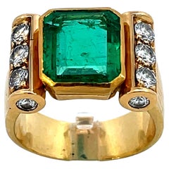 3.40 ct Colombian Emerald Minor Oil Type GRS certificate Gold diamond ring