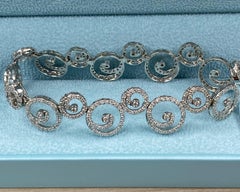 3.40 Ct Diamond Swirl Link Bridal Bracelet 14k White Gold
