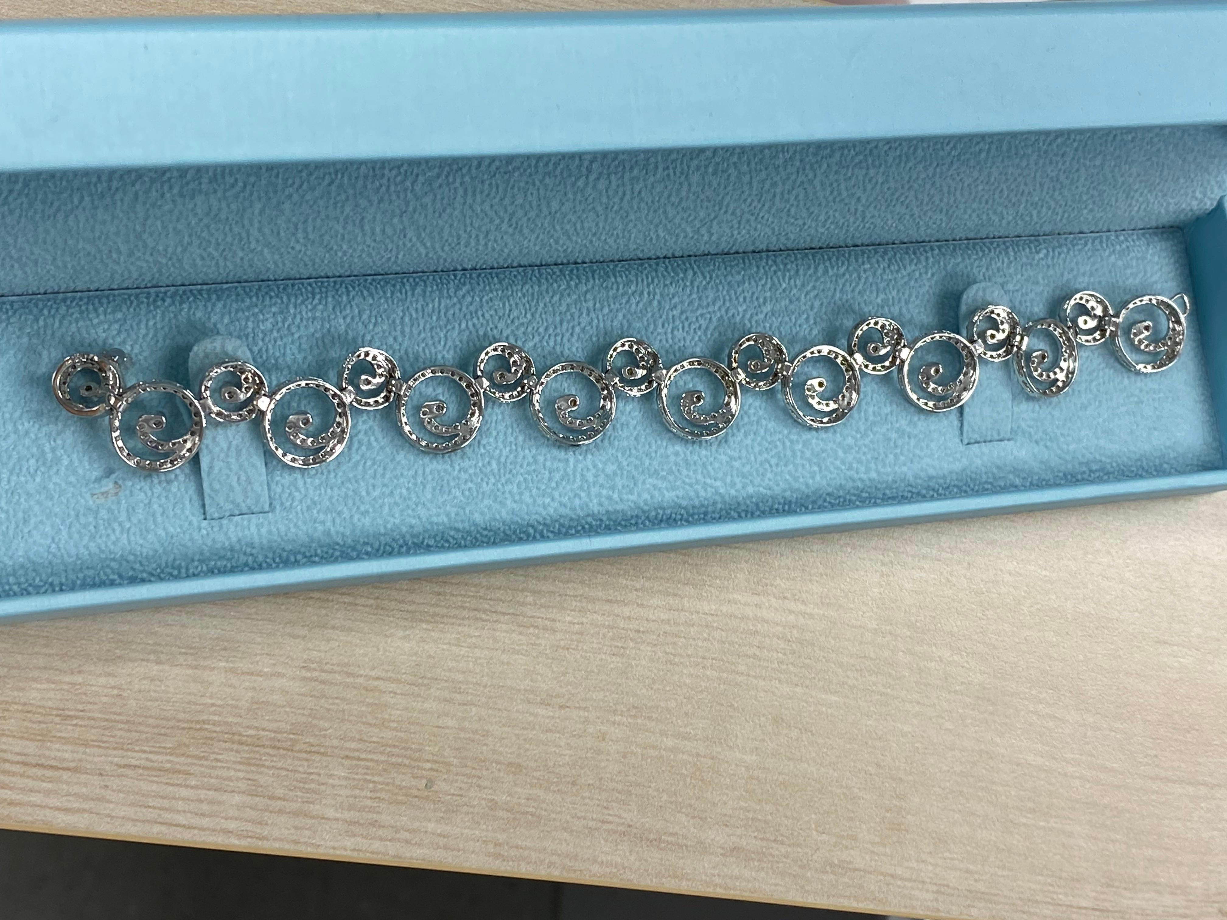 De las mujeres 3,40 qt Diamond Swirl Link Bridal Bracelet 14k White Gold en venta