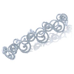 3.40 Ct Diamond Swirl Link Bridal Bracelet 14k White Gold