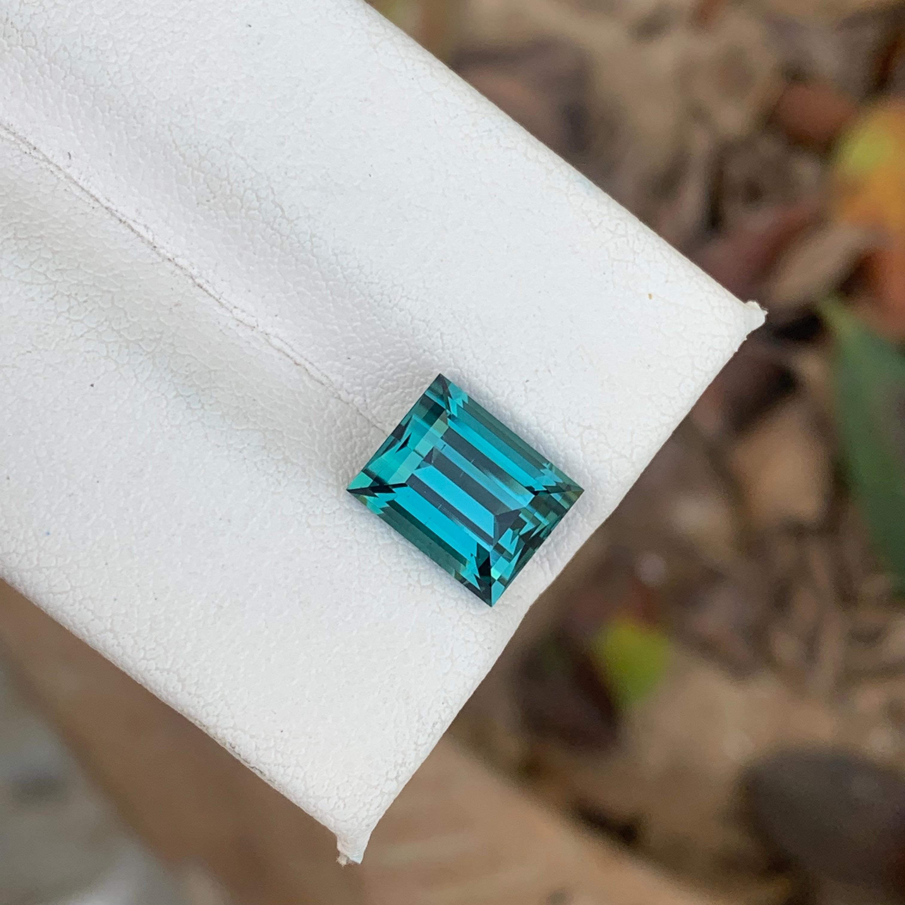 3.40 Natural Loose Indicolite Tourmaline Open Color Baguette Cut Ring Gem For Sale 2
