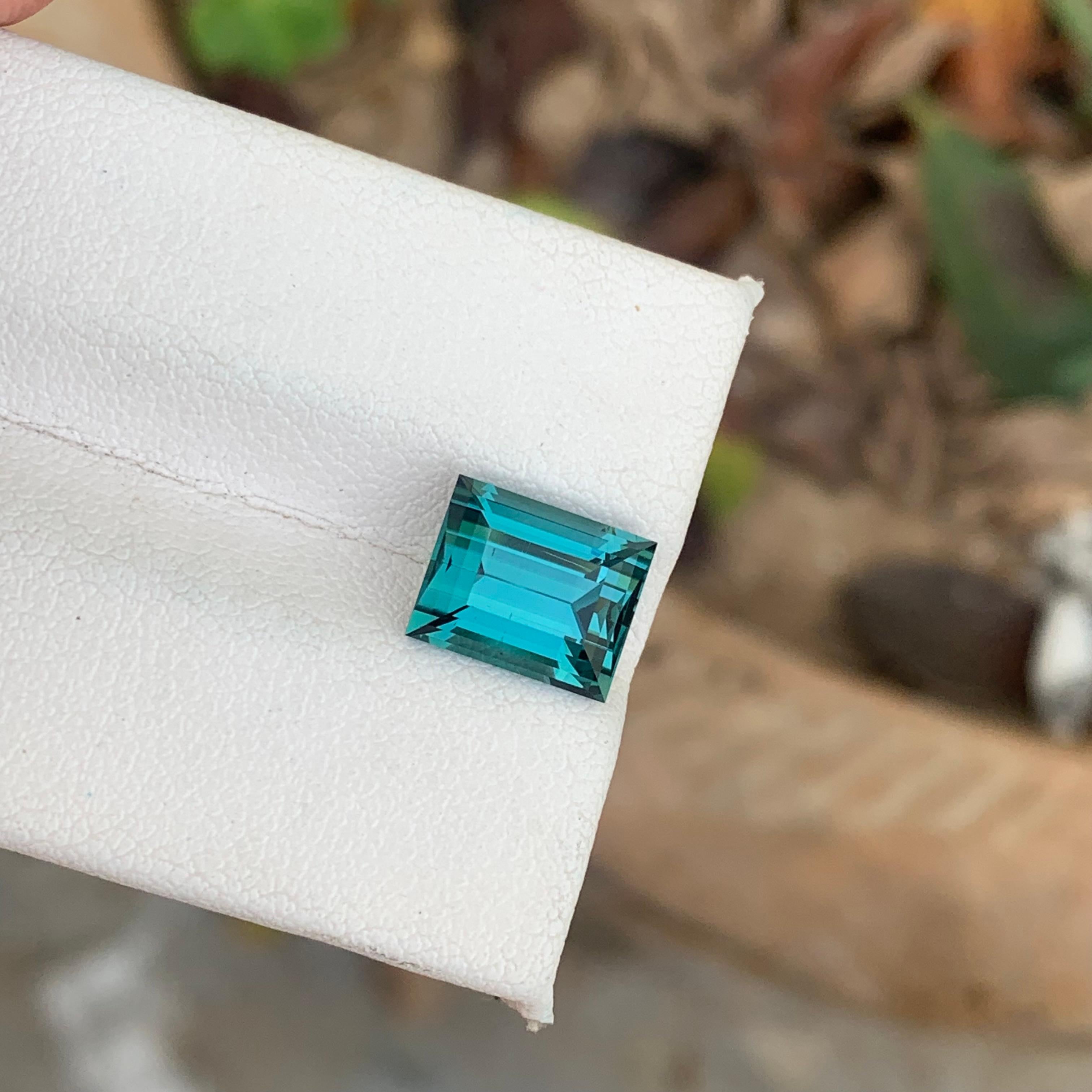 3.40 Natural Loose Indicolite Tourmaline Open Color Baguette Cut Ring Gem For Sale 4