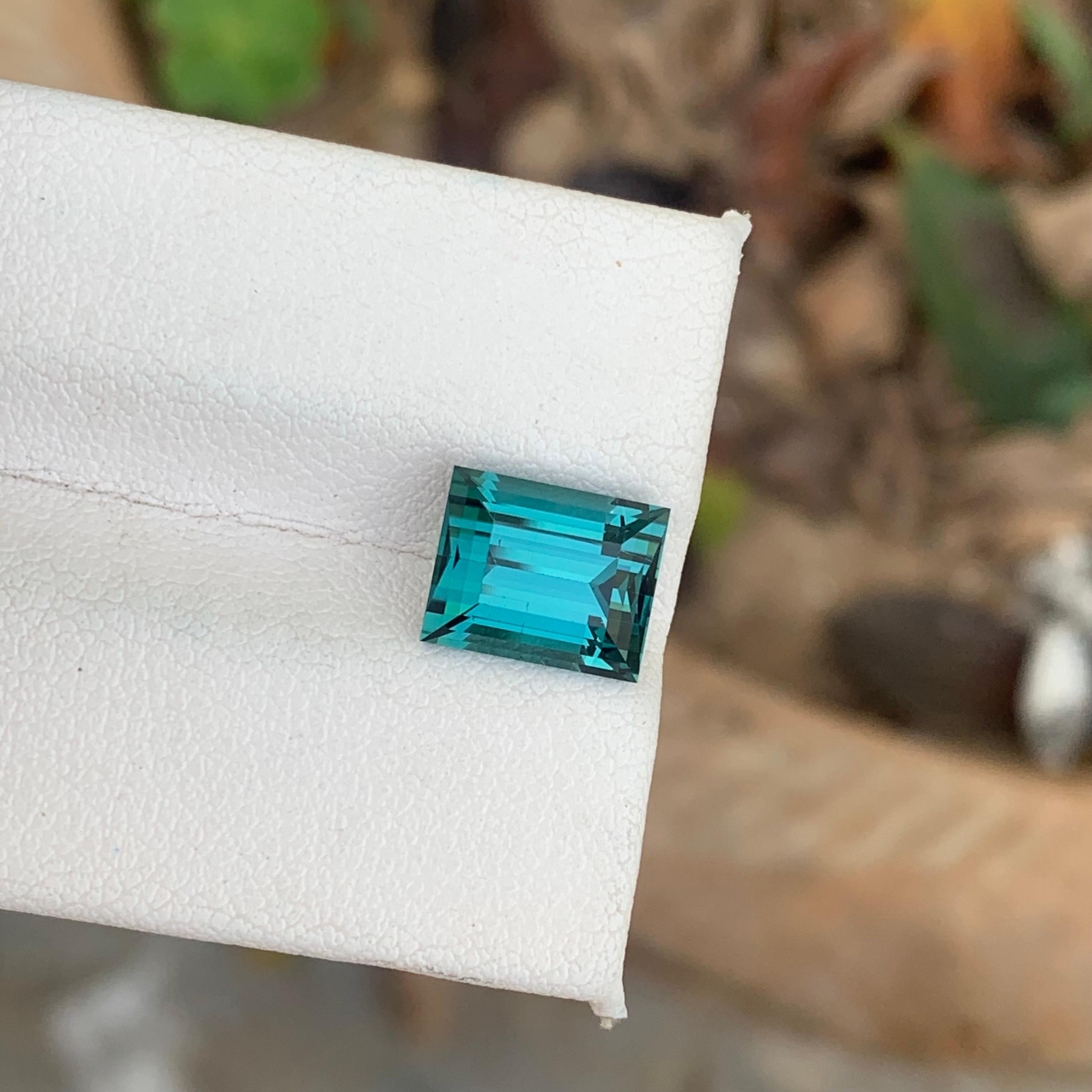 3.40 Natural Loose Indicolite Tourmaline Open Color Baguette Cut Ring Gem For Sale 5