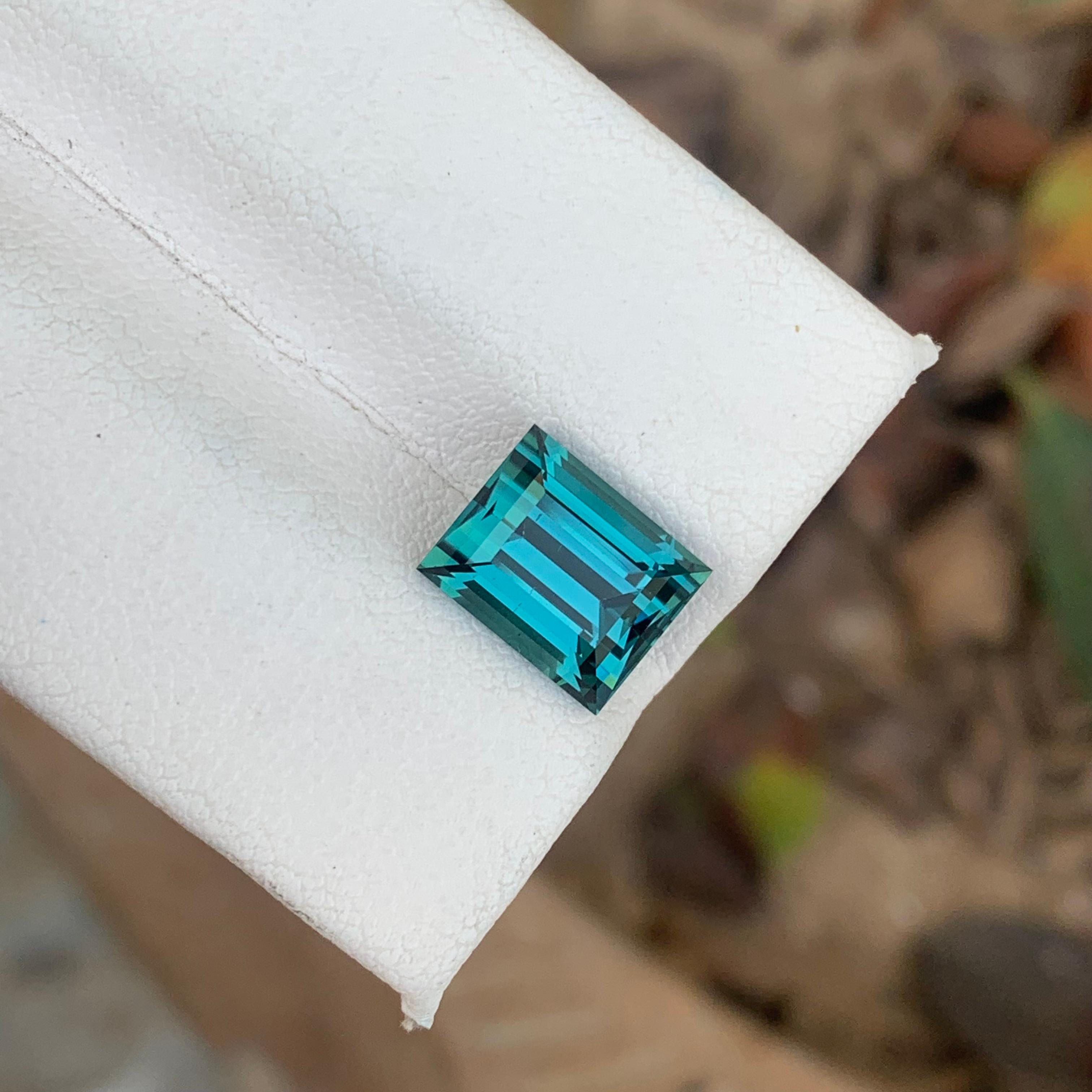 Arts and Crafts 3.40 Natural Loose Indicolite Tourmaline Open Color Baguette Cut Ring Gem For Sale