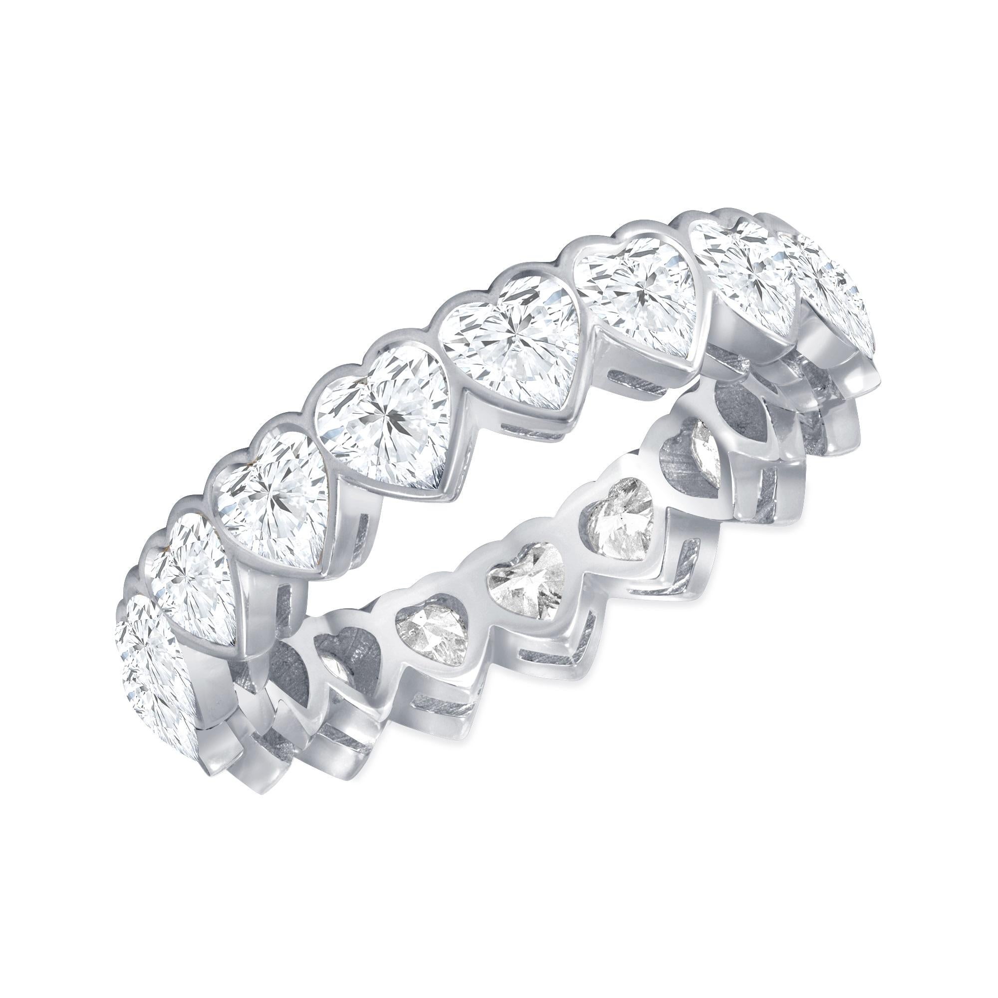 3.40 approx tcw Heart Shaped Natural Diamond Bezel Set Eternity Band Ring 18k Gold

Golden Collection 

This is truly a unique piece due to the many heart shaped diamonds surrounding the 18k gold band. The beautiful gold band perfectly compliments