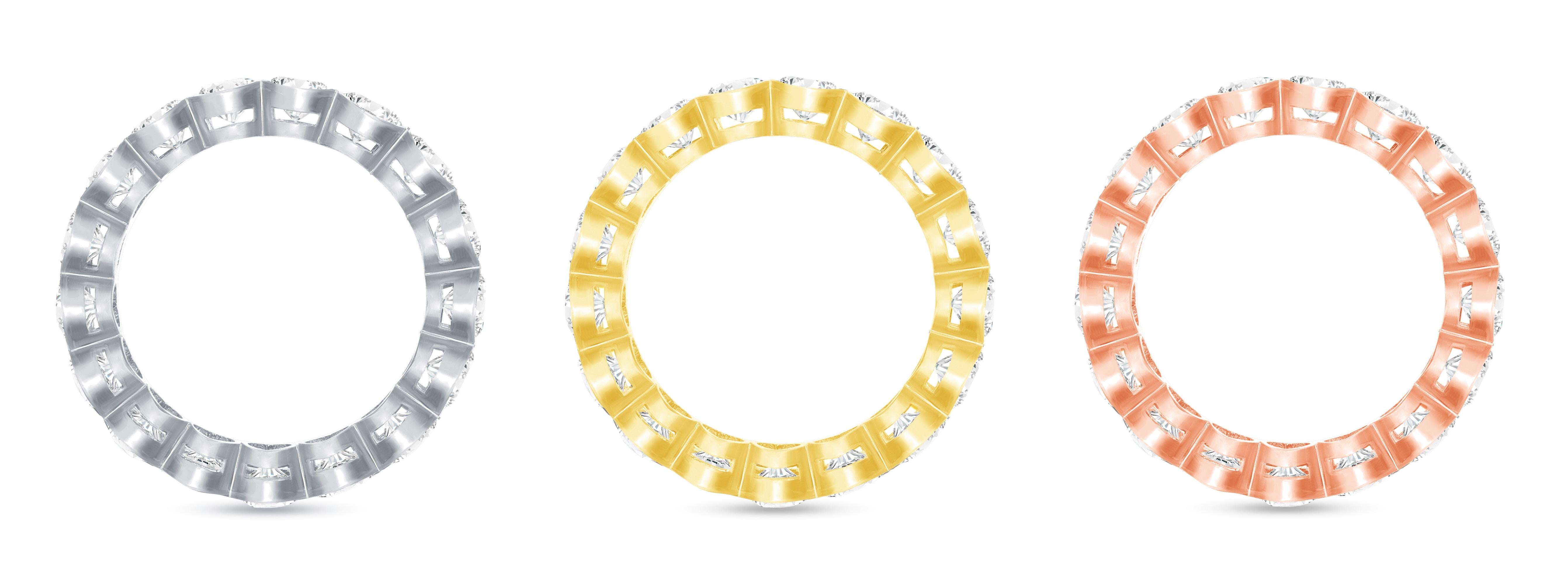 3,40 tc Herzförmiger Eternity-Ring aus 18 Karat Gold mit natürlichen Diamanten in Lünettenfassung im Zustand „Neu“ im Angebot in Los Angeles, CA