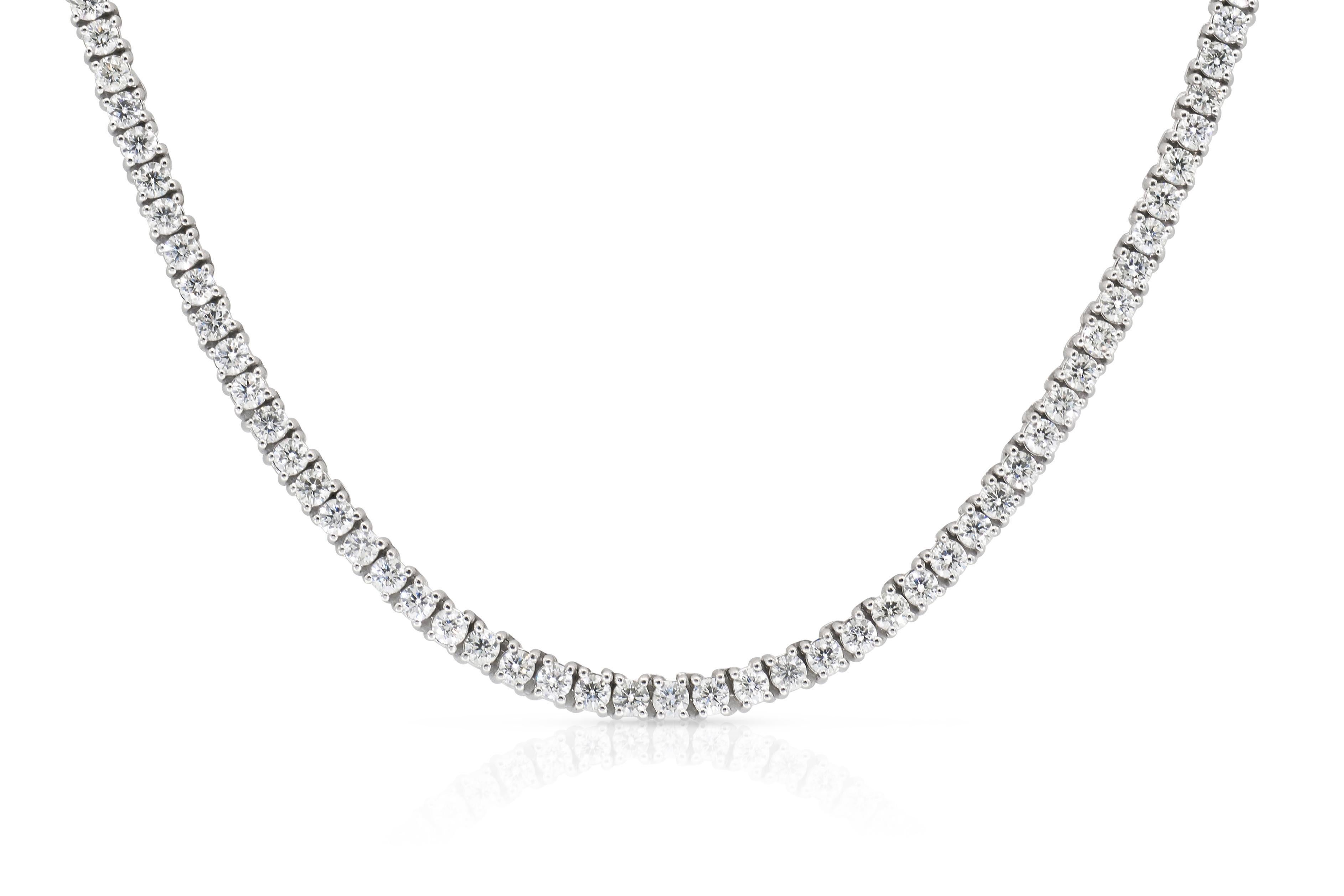 Women's 34.00 Carat Diamond Tennis Necklace For Sale
