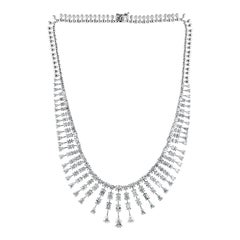 34.04ct Multi Shape Diamond Fringe Statement Necklace 14K White Gold