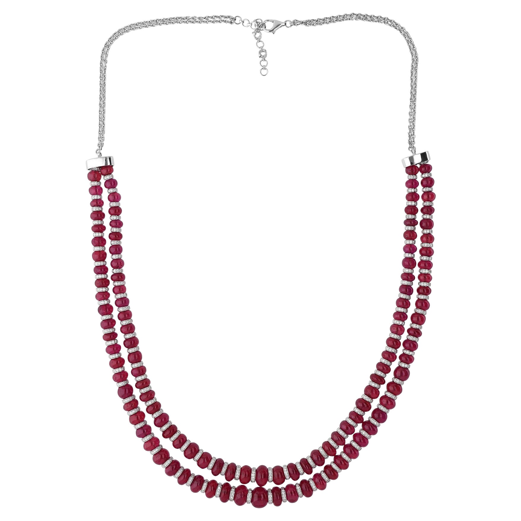 340.66 Carat Pink Gemstone 11.71 Carat SI/H Diamond Necklace 14 Karat White Gold