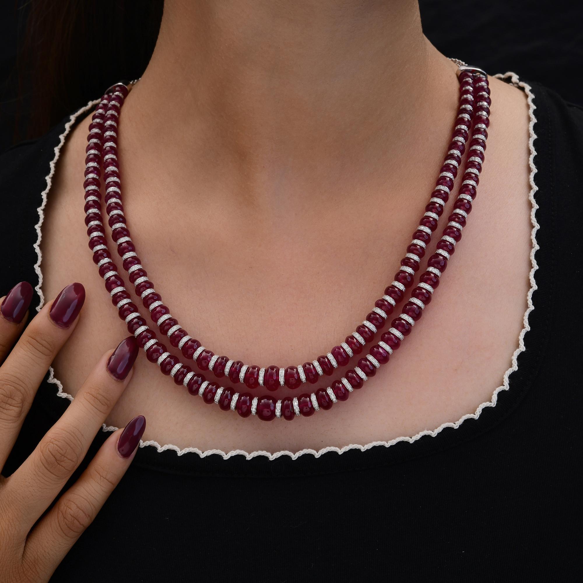 Women's 340.66 Carat Pink Gemstone 11.71 Carat SI/H Diamond Necklace 18 Karat White Gold For Sale