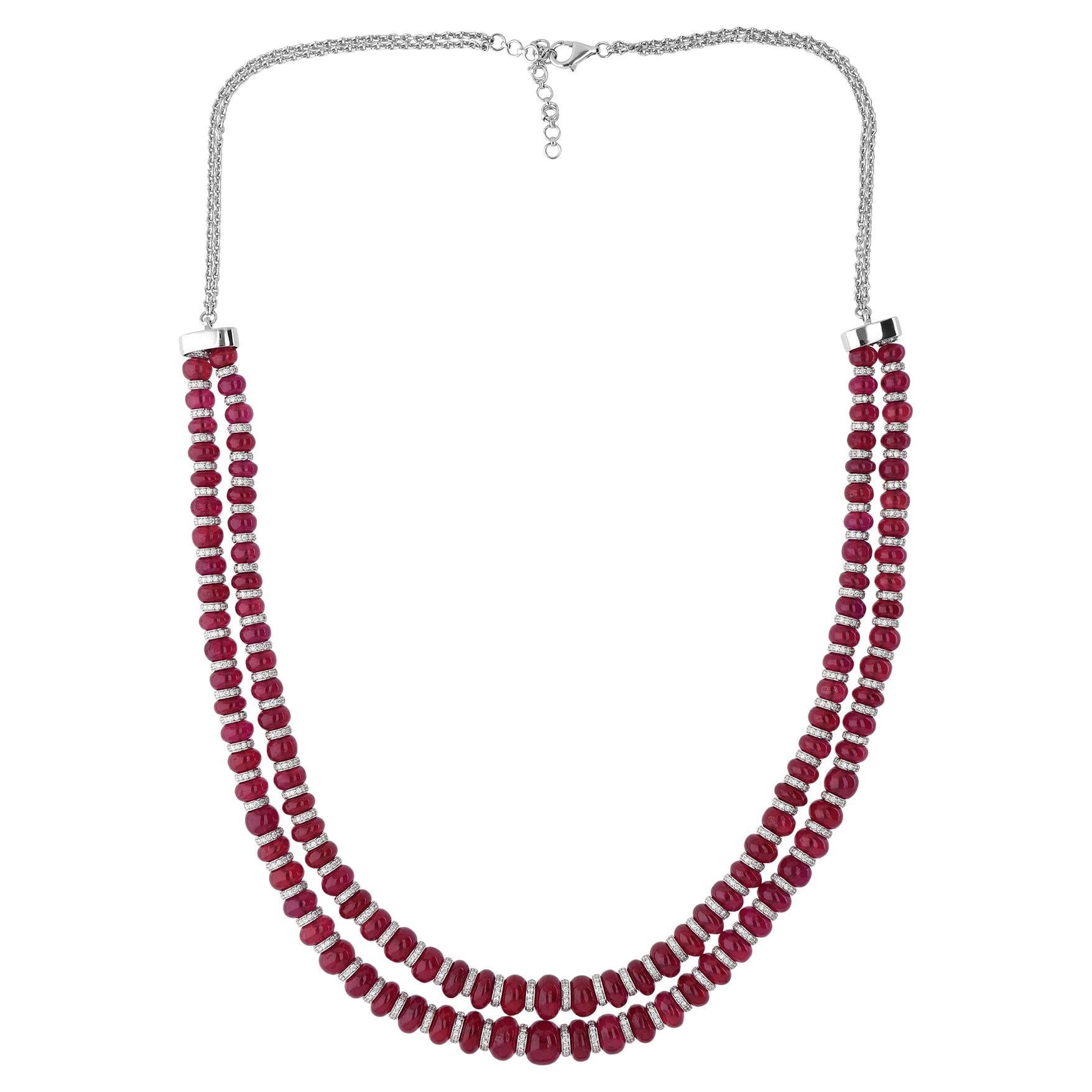340.66 Carat Pink Gemstone 11.71 Carat SI/H Diamond Necklace 18 Karat White Gold For Sale