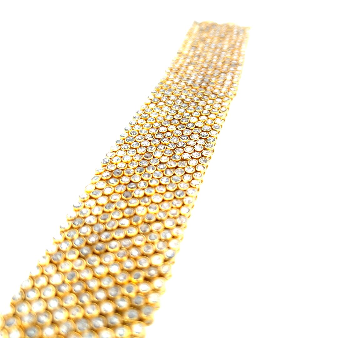 Bracelet à maillons en or jaune 22 carats avec diamants taille rose M-OP I1 de 34,08 carats en vente 1